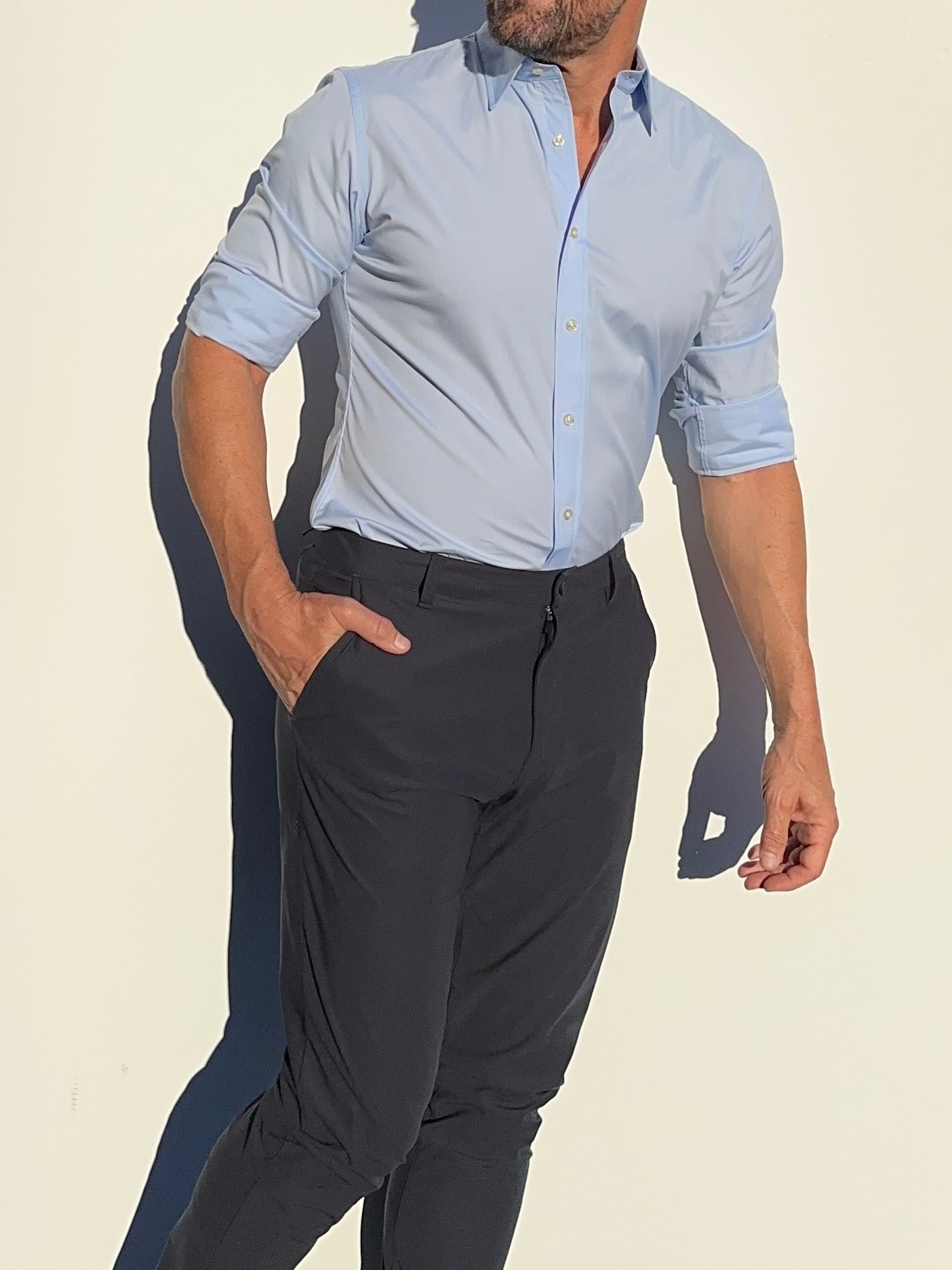 Incognito Stretch Poplin - Light Blue