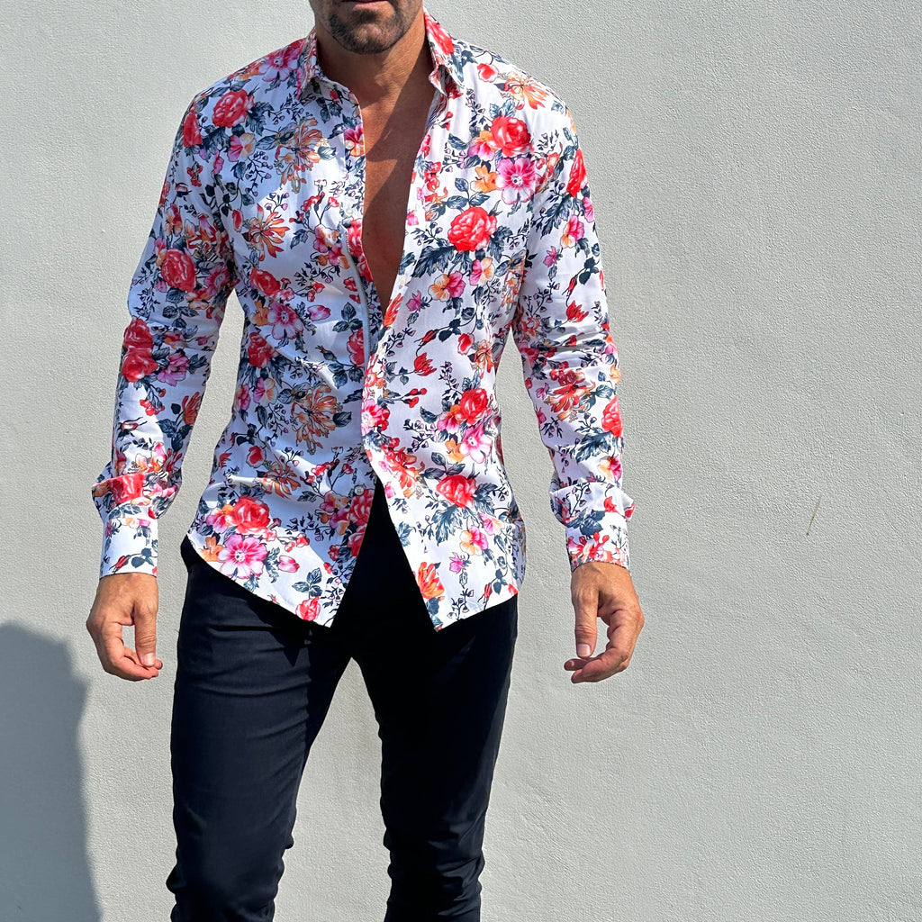 Rose Garden Party Shirt - Rose Garden on White
