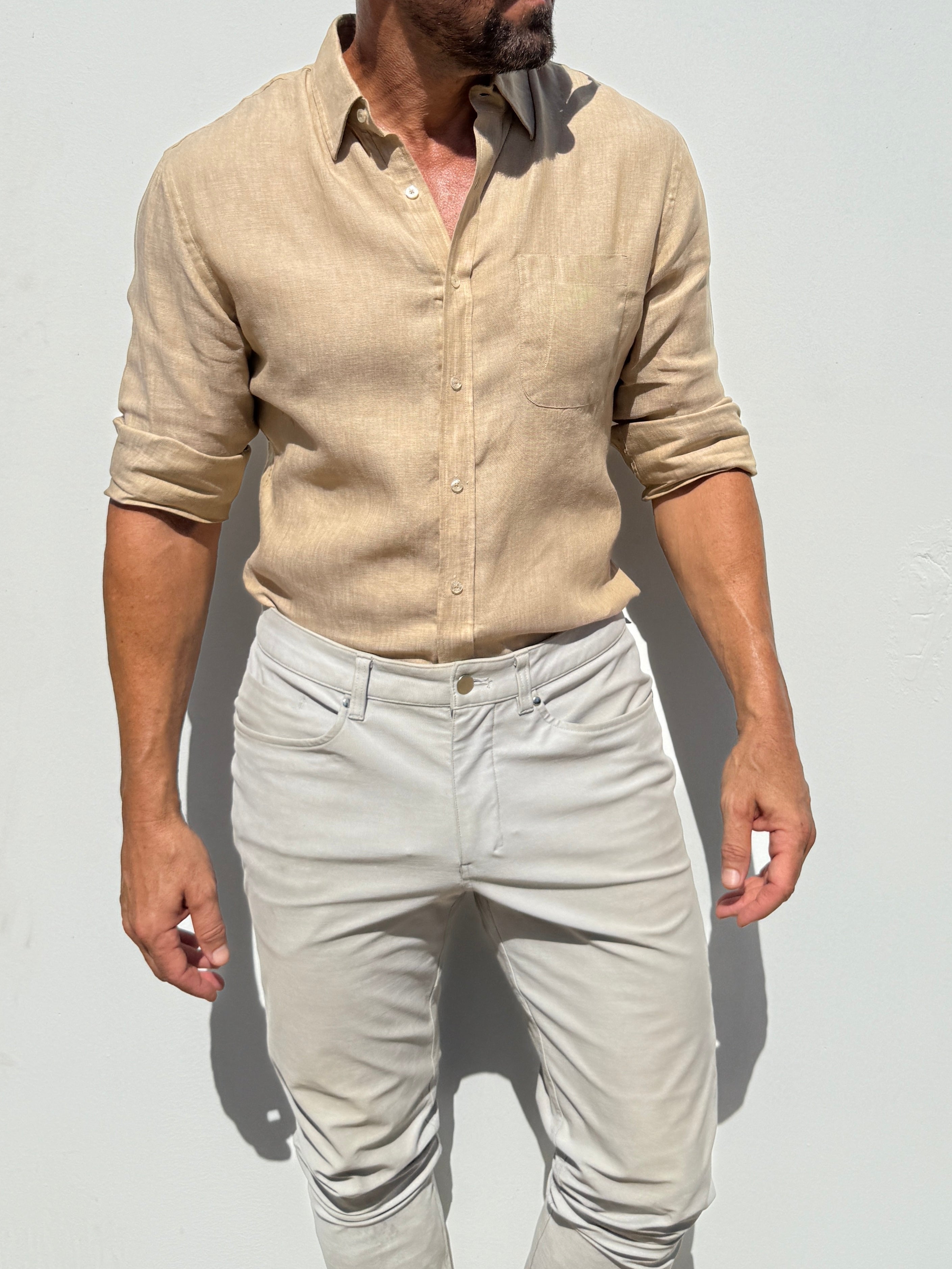 Long Sleeve 1-Pocket Linen - Desert Tan- Small Batch # 616