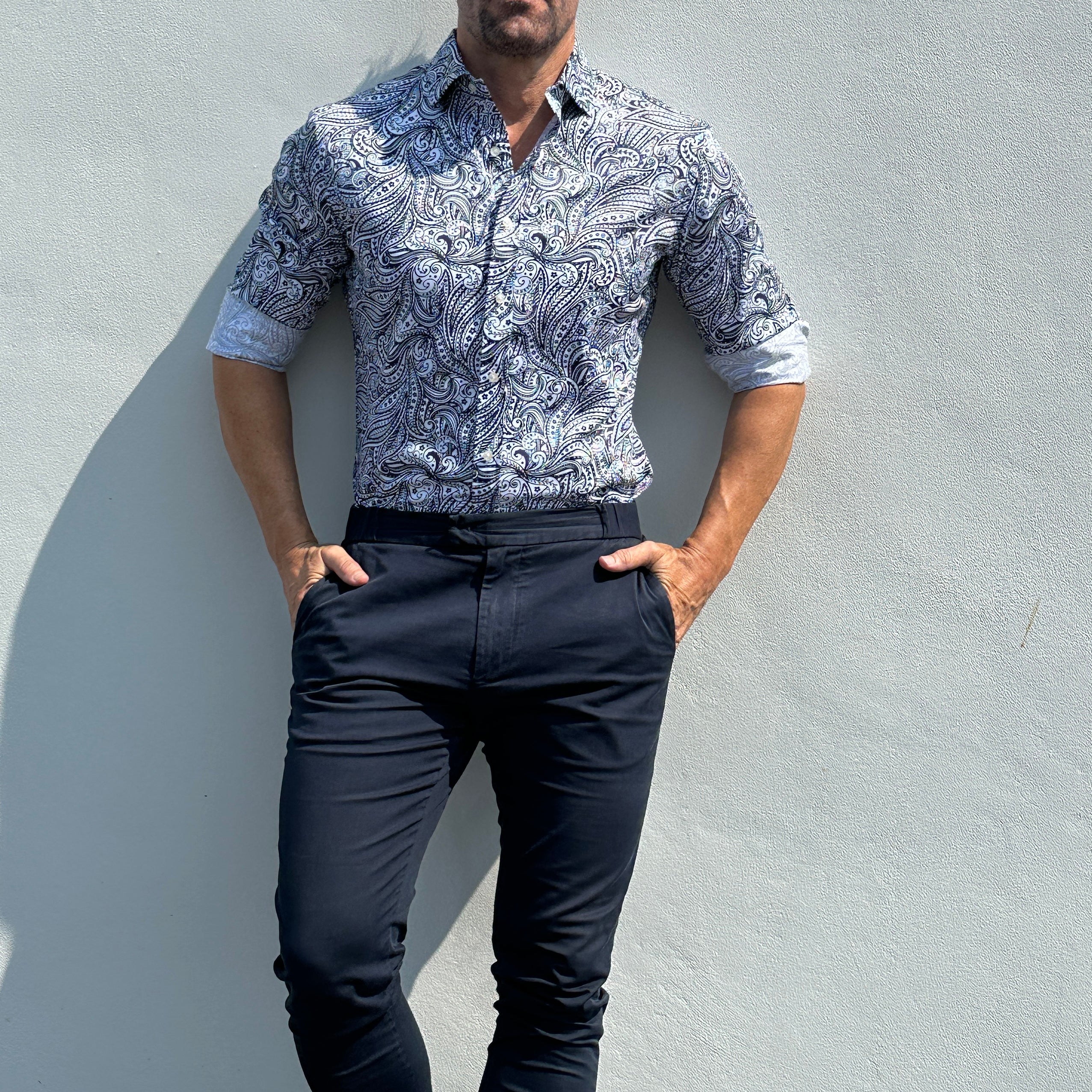 Paisley Print Party Shirt - Navy Paisley