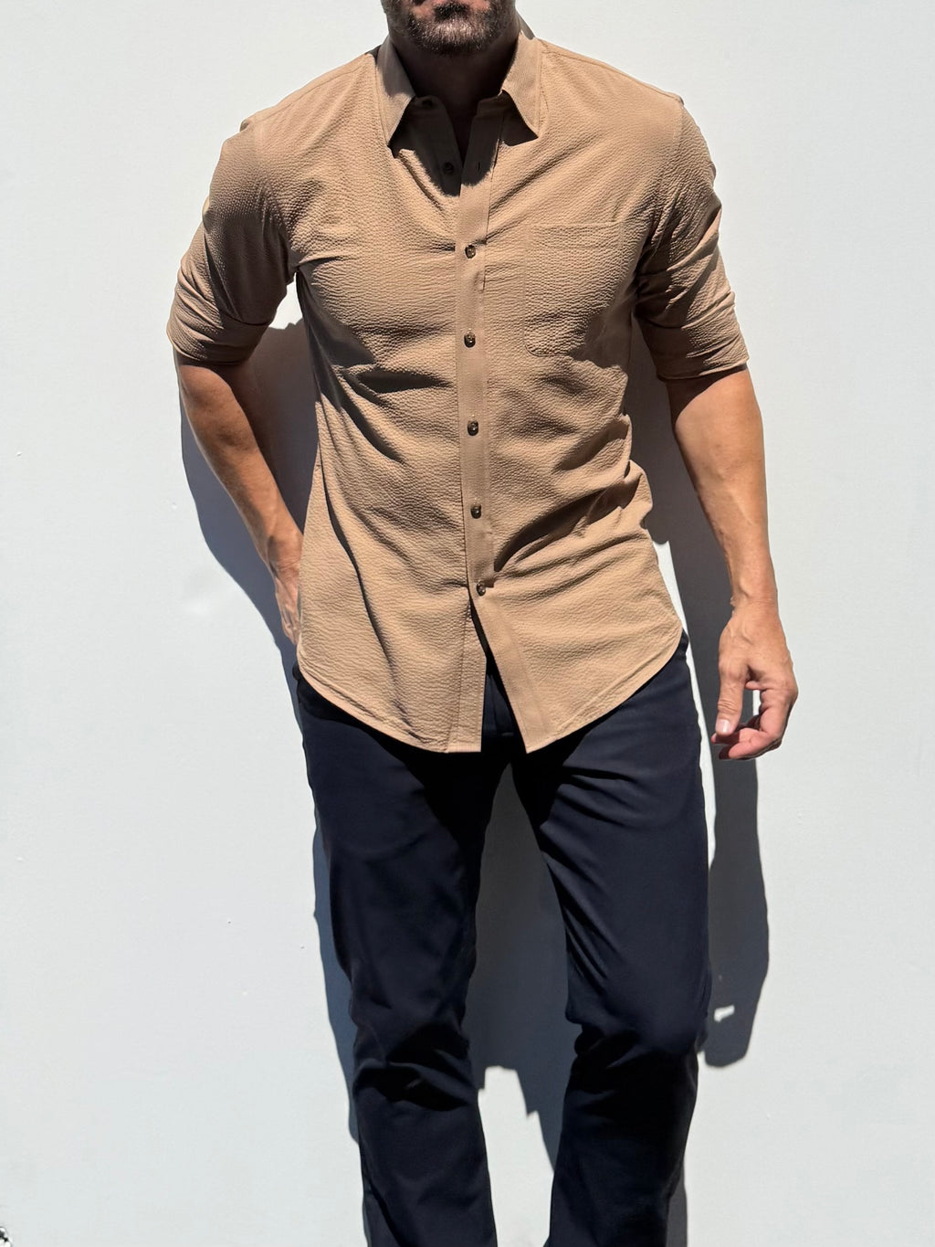 1-Pocket Seersucker - Camel- Small Batch #692
