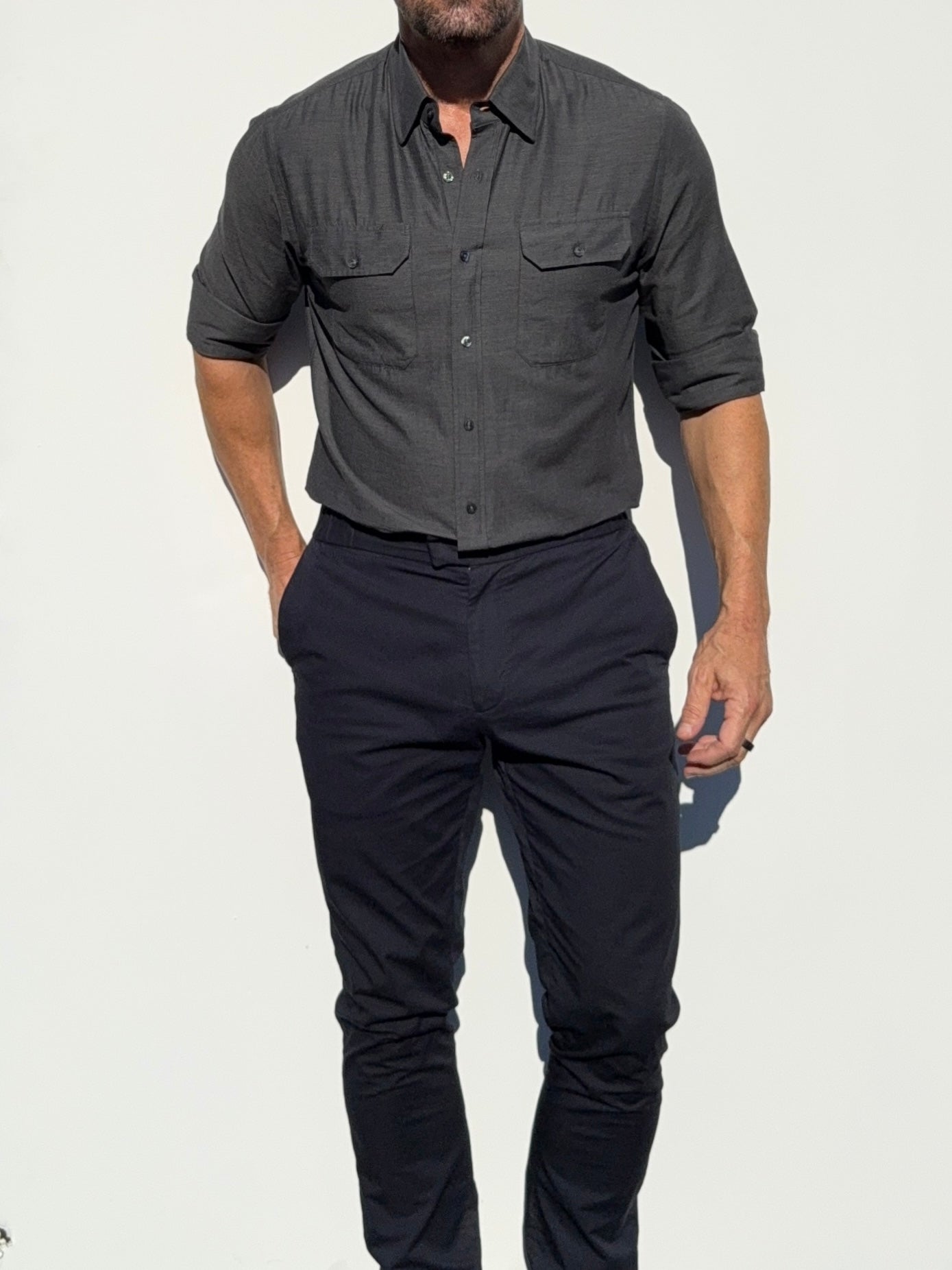 The Utility Shirt in Twill - Dark Gray