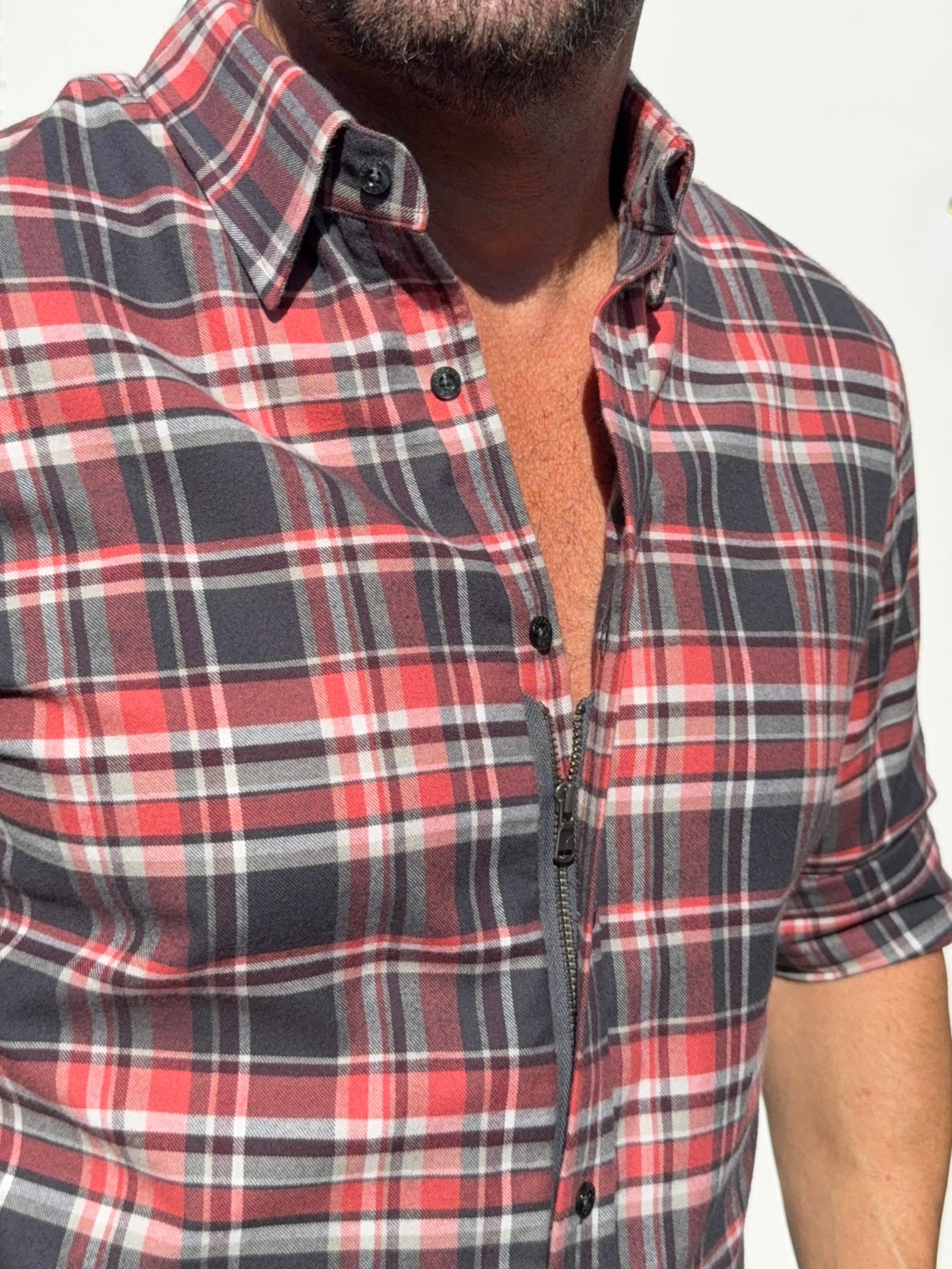 The No-Pocket Dress Flannel - Black & Orange Plaid