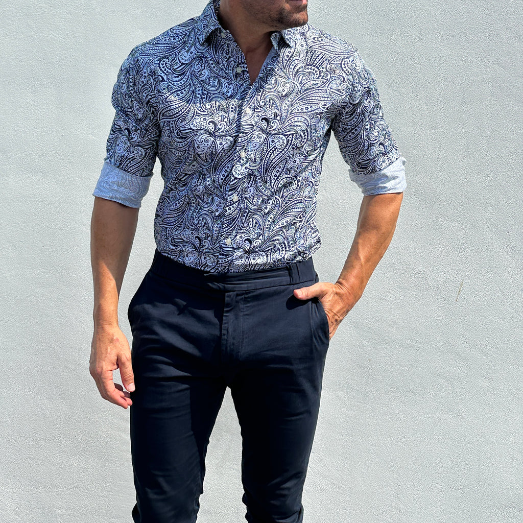 Paisley Print Party Shirt - Navy Paisley