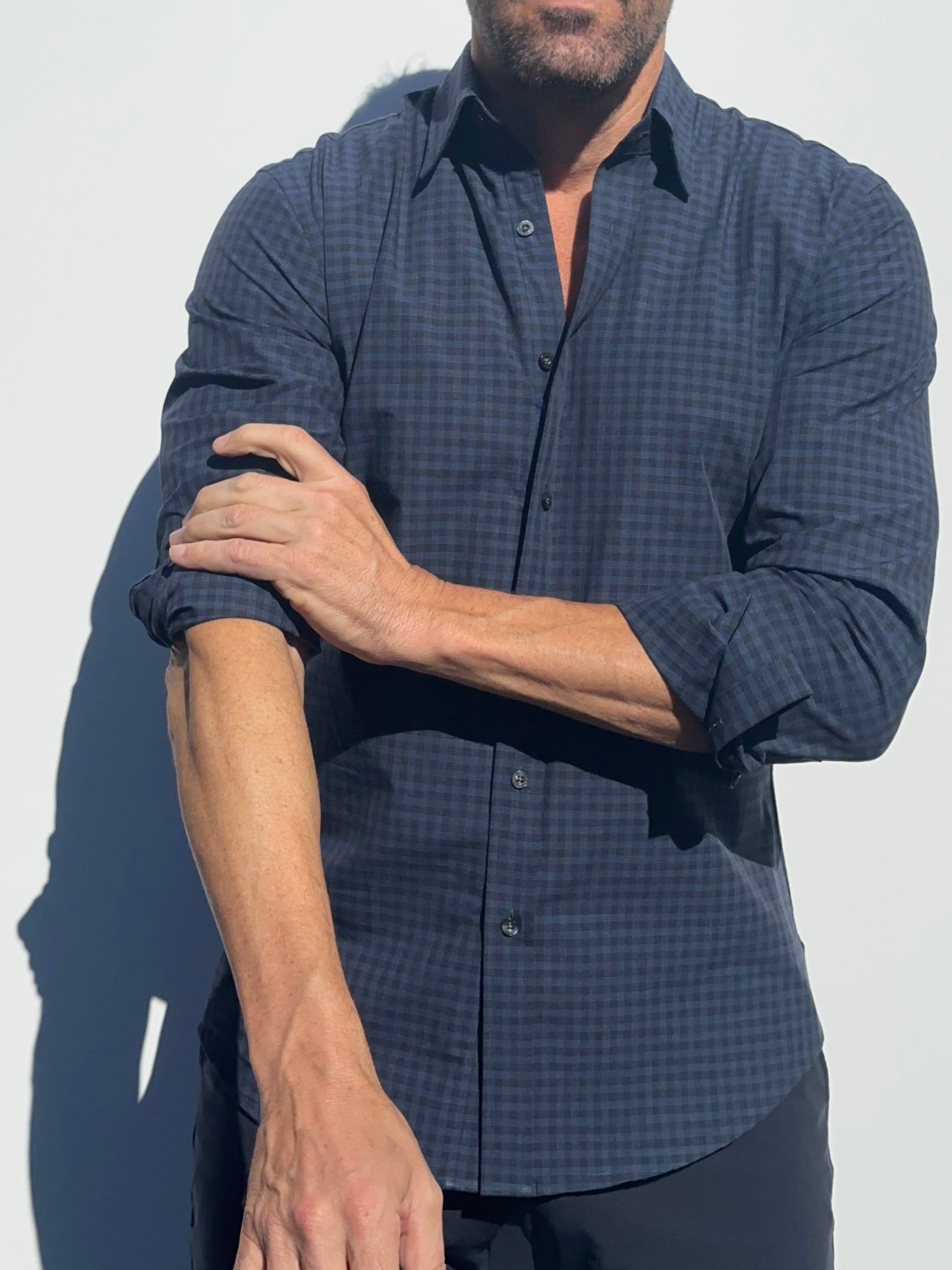 blue plaid dress shirt Black & Blue Plaid
