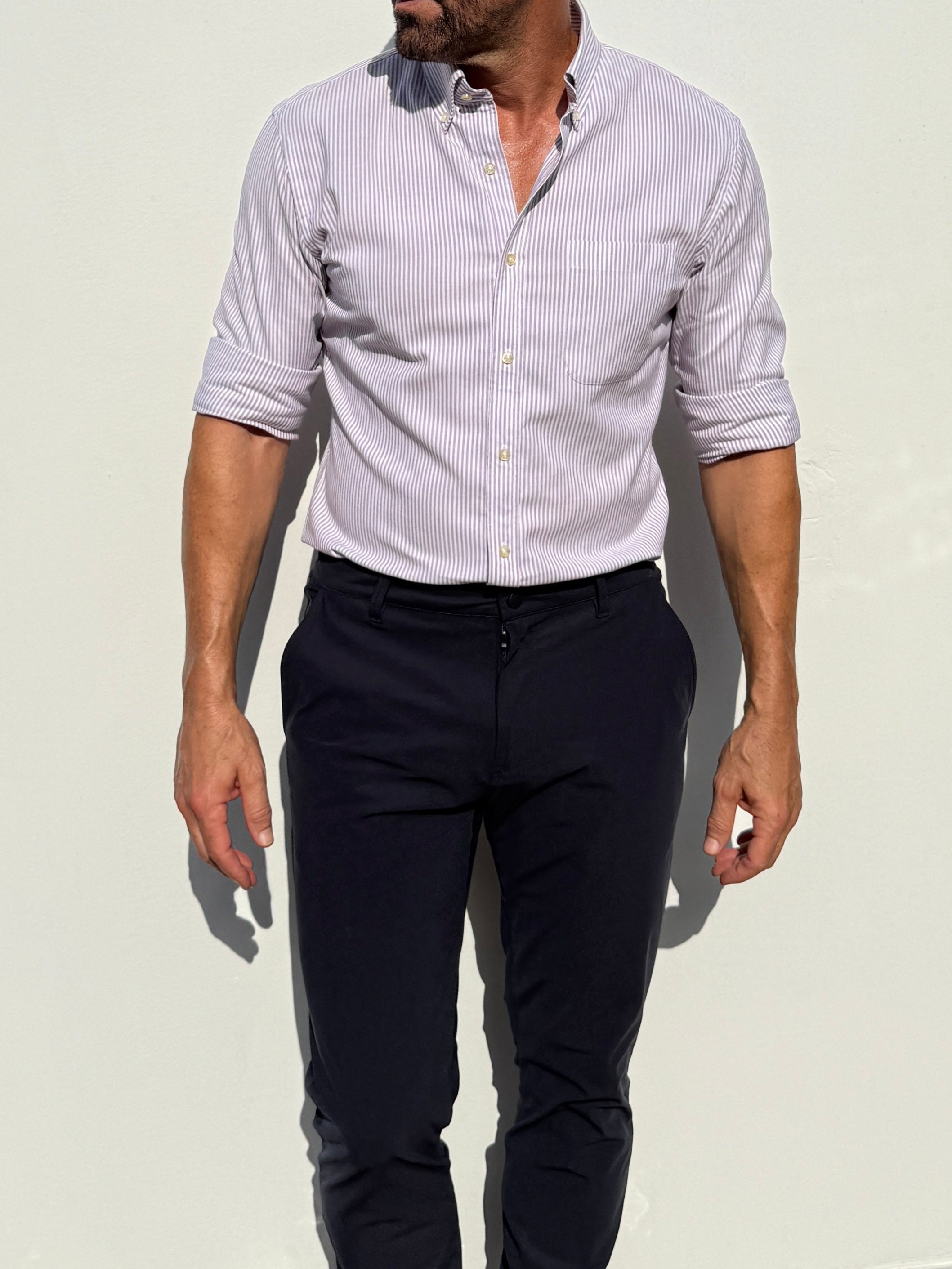The Striped OCBD - Lavender Pinstripe