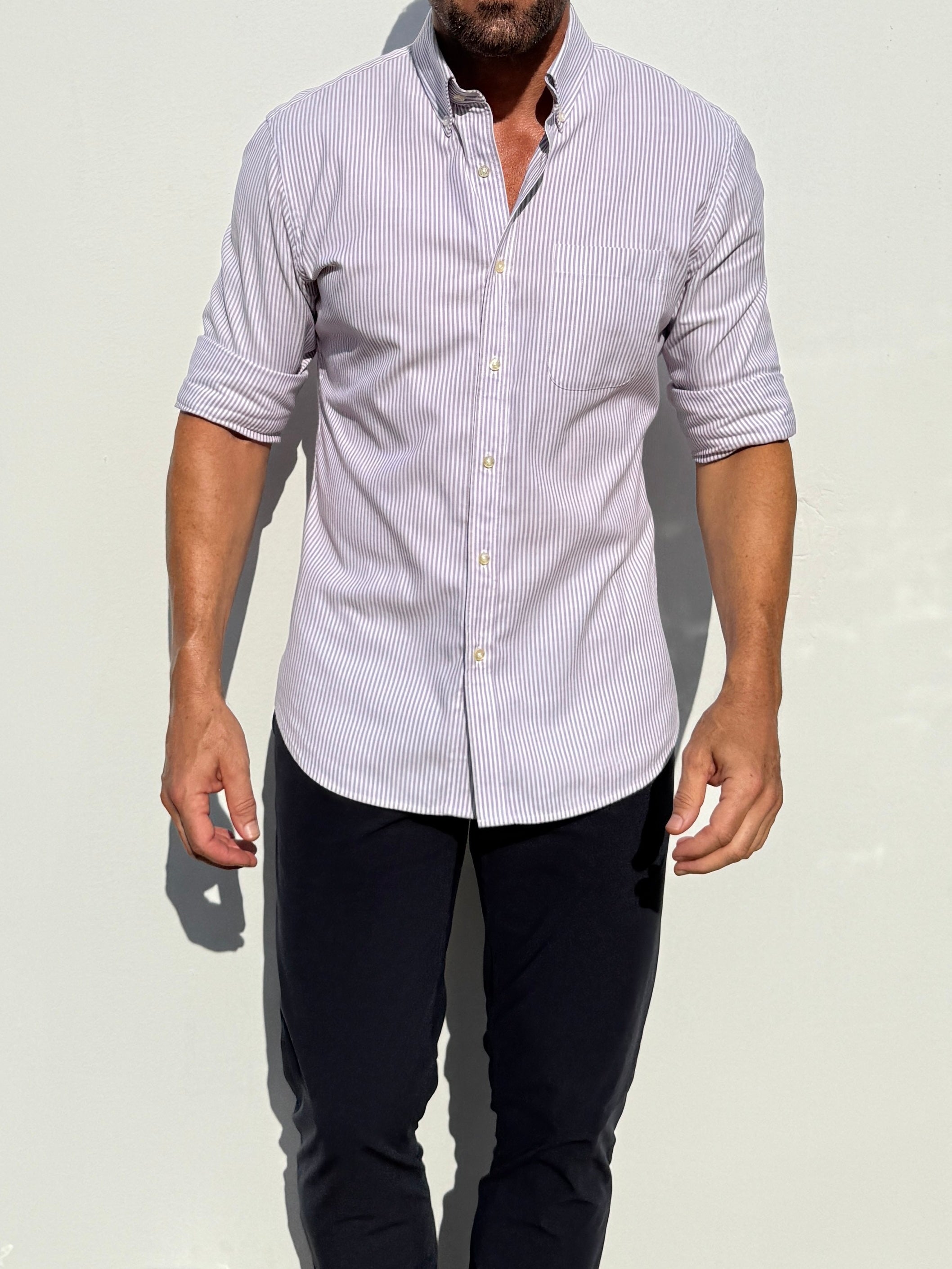 The Striped OCBD - Lavender Pinstripe