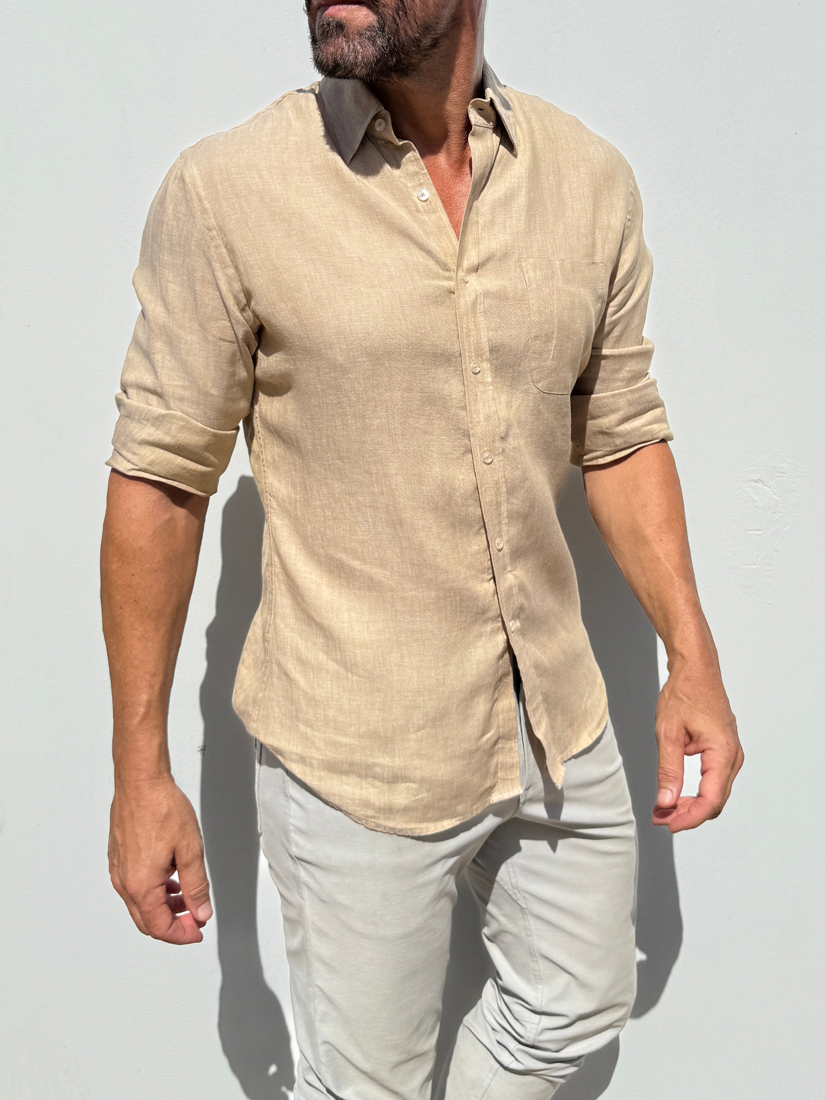 Long Sleeve 1-Pocket Linen - Desert Tan- Small Batch # 616