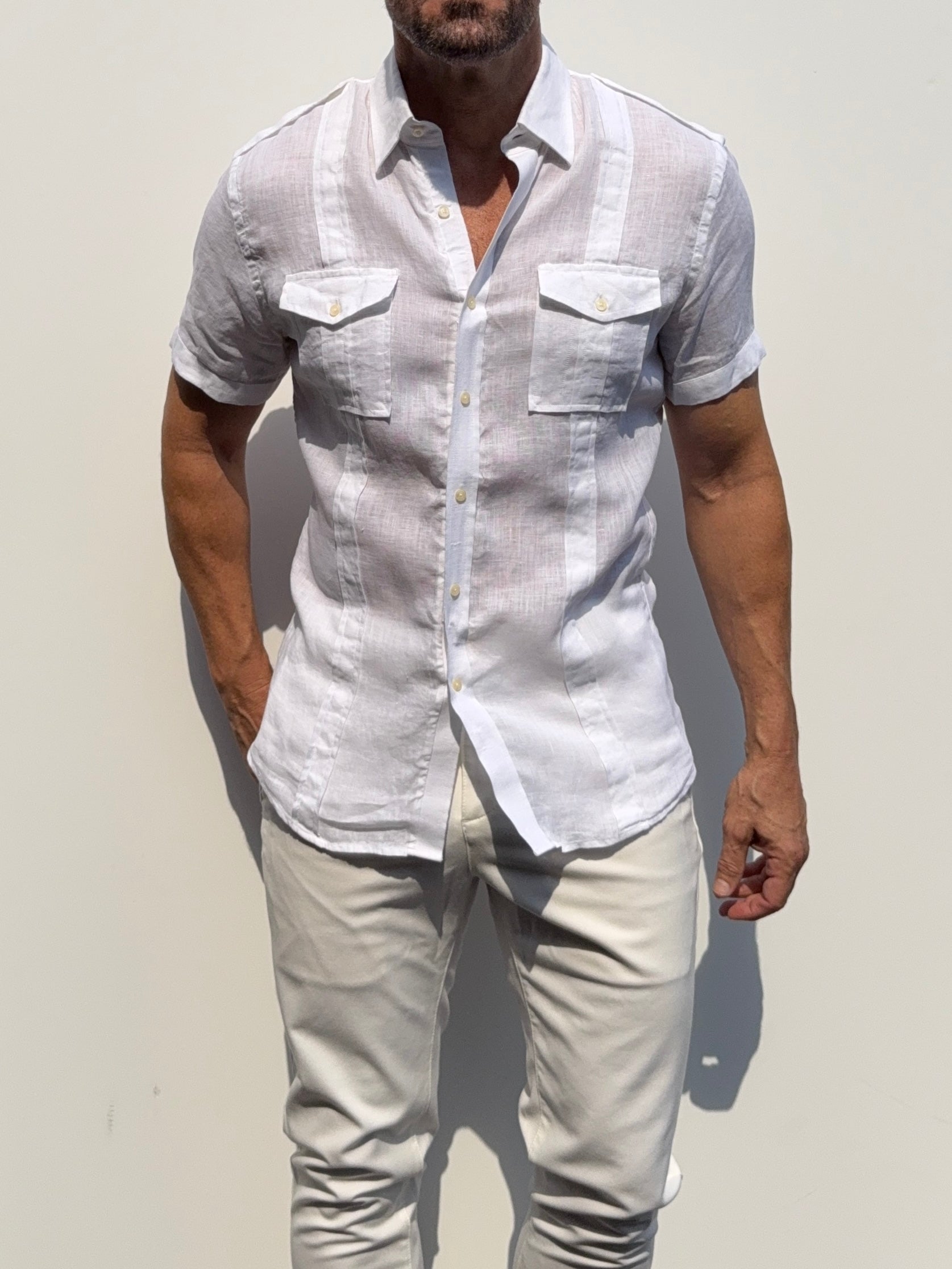 Short Sleeve Linen Raider Shirt - Small Batch Series - White