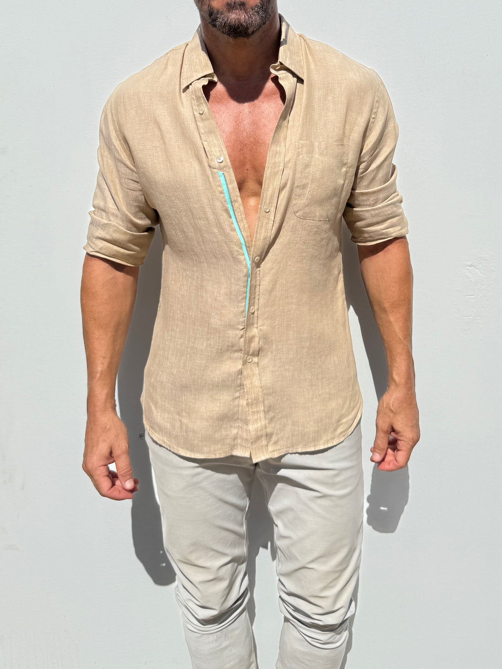 Long Sleeve 1-Pocket Linen - Desert Tan- Small Batch # 616