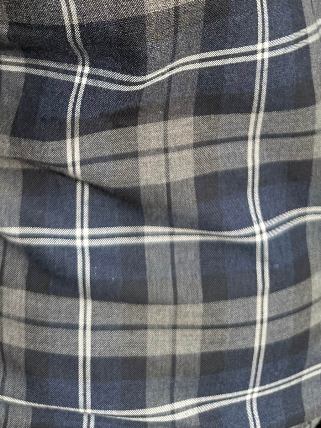 Dress Flannel - Navy, Gray & White Plaid