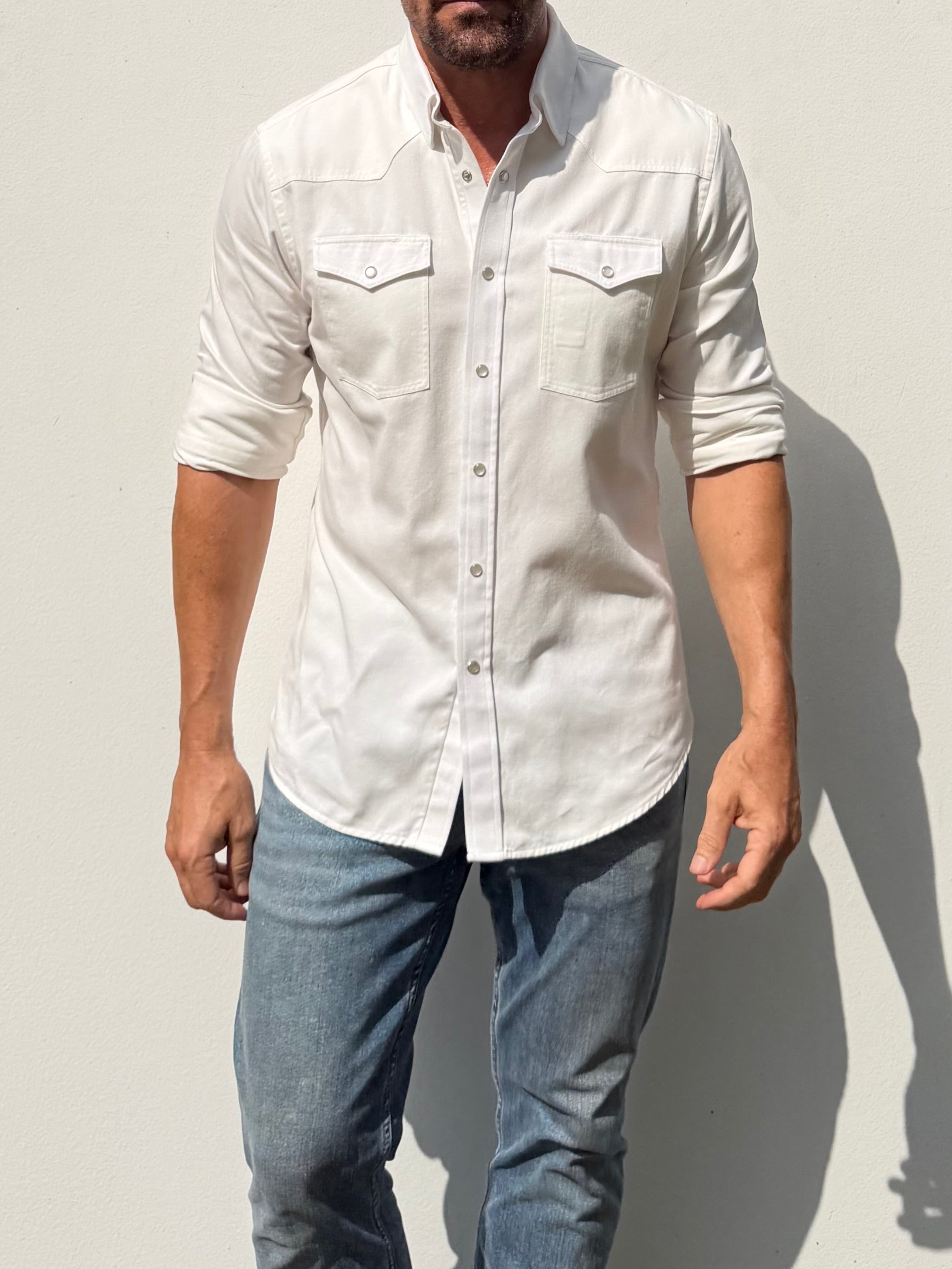 The Denim Western in Off-White - Off-White Denim