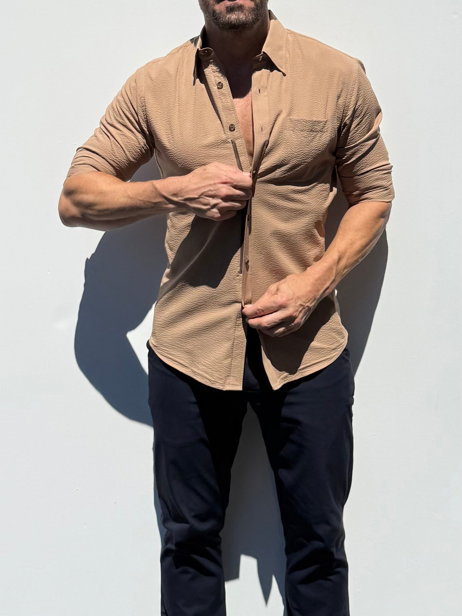 1-Pocket Seersucker - Camel- Small Batch #692