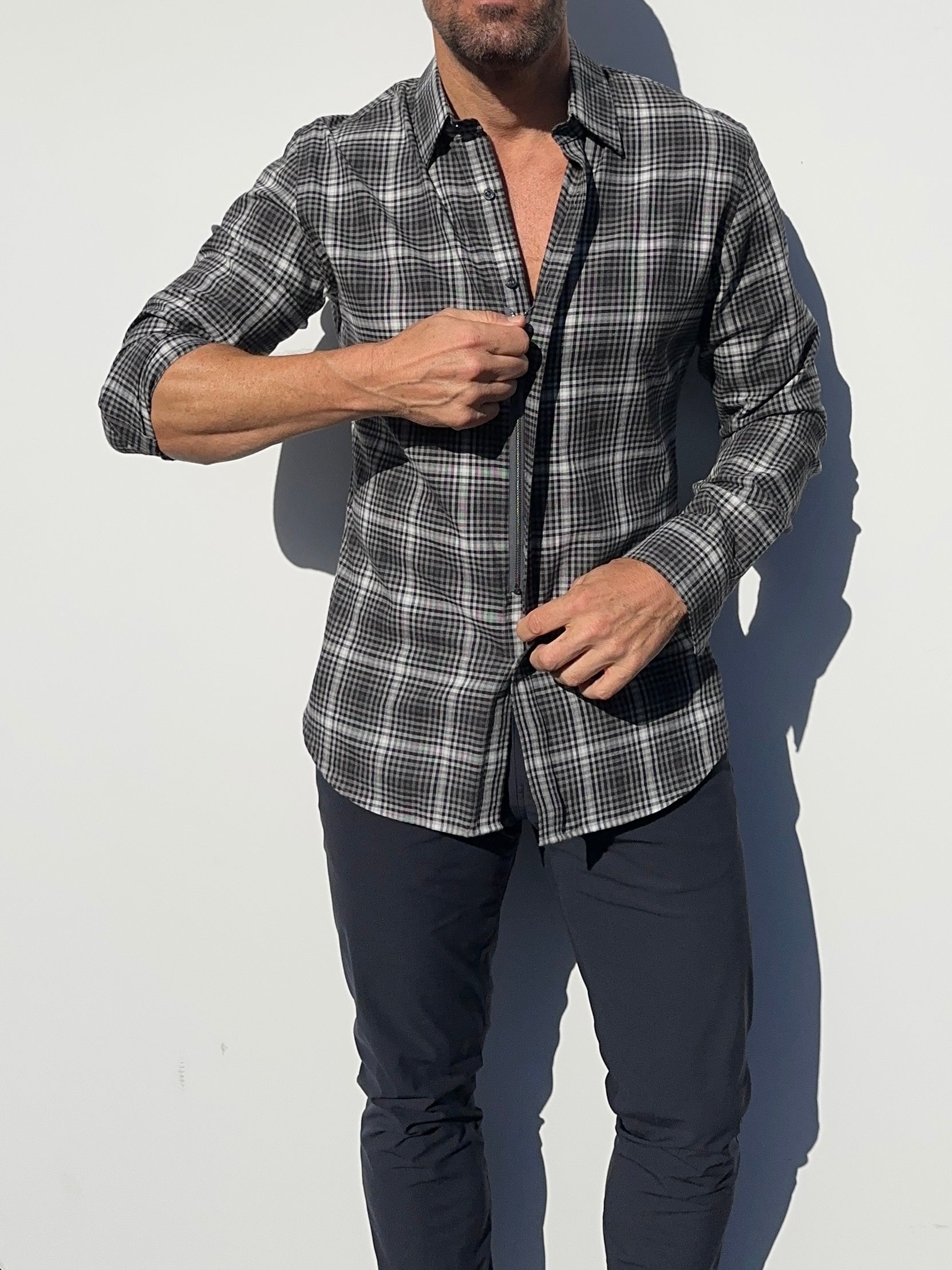 Black, White & Gray Glen Plaid Flannel - Gray Glen Plaid Flannel