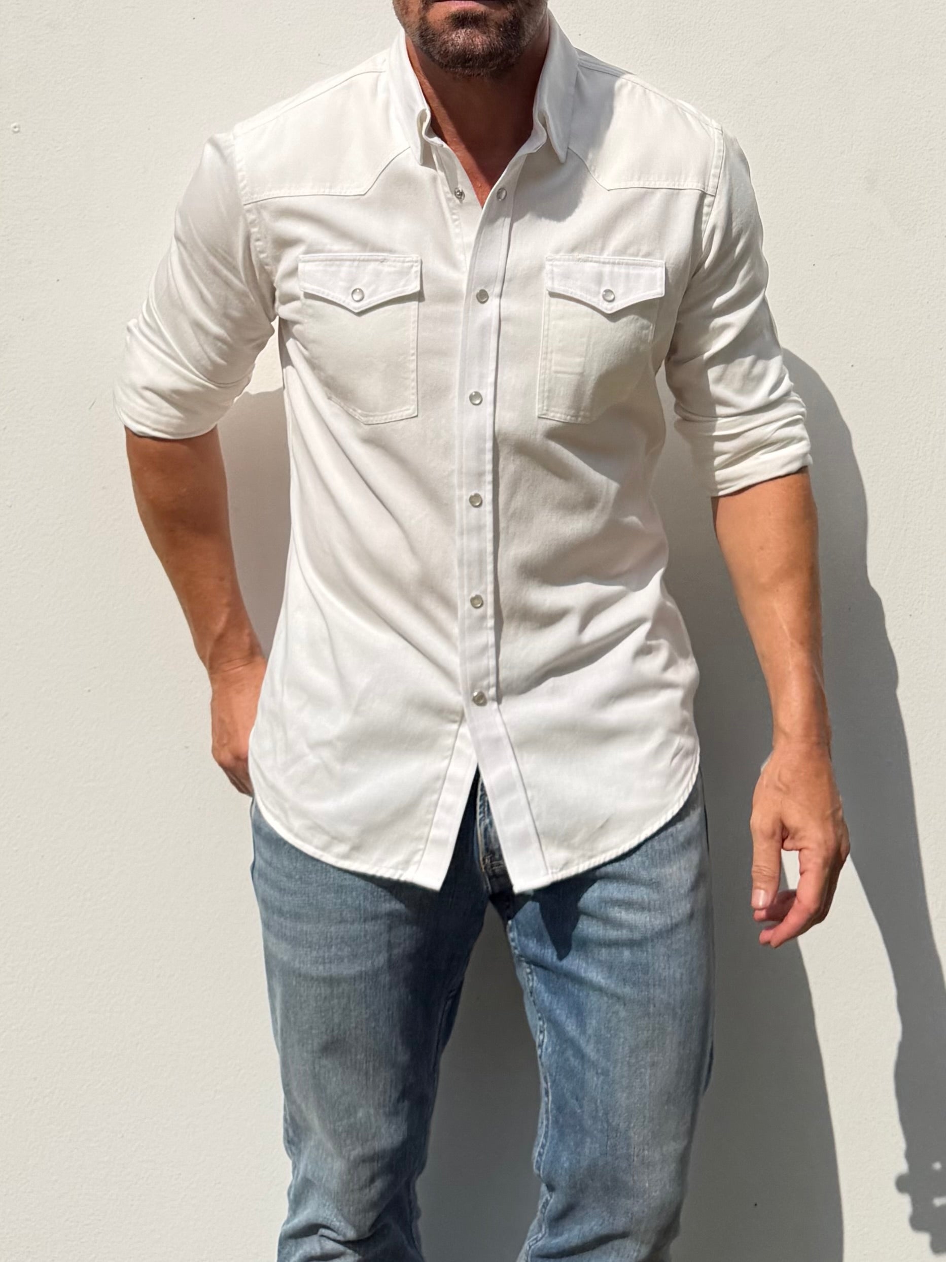 The Denim Western in Off-White - Off-White Denim