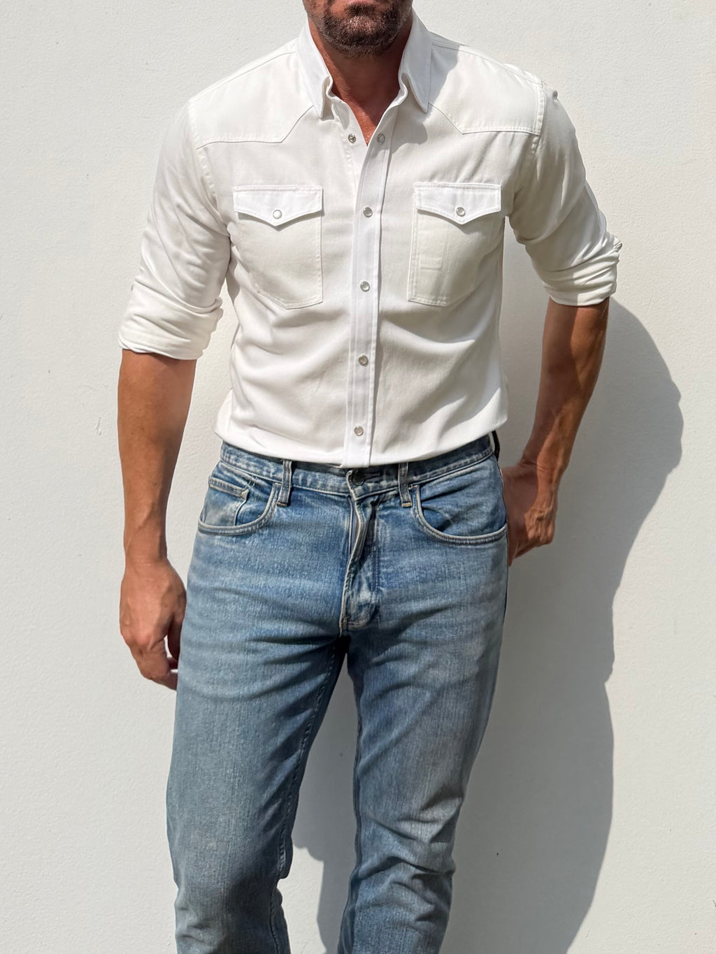 The Denim Western in Off-White - Off-White Denim