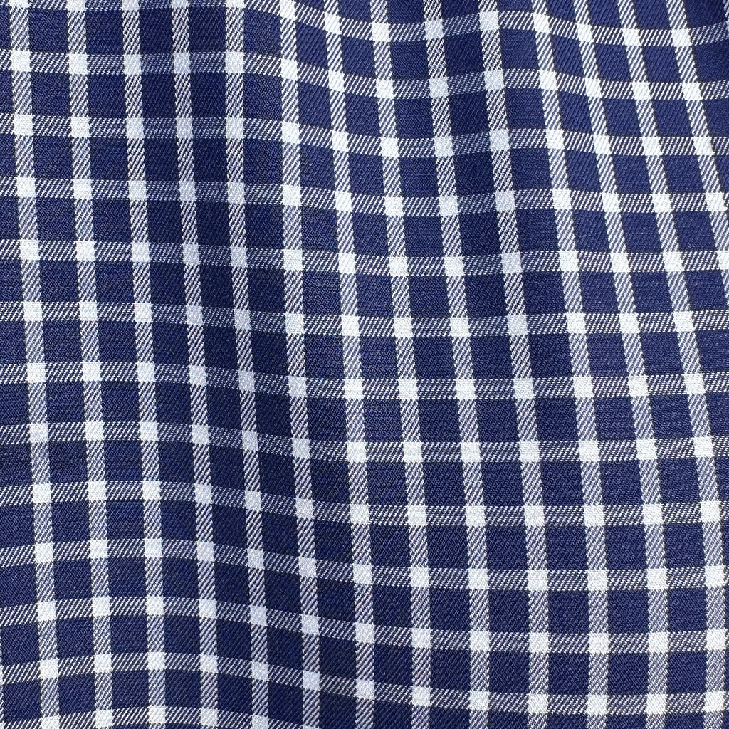 Navy & White Plaid Twill - Navy w/ White Small Plaid