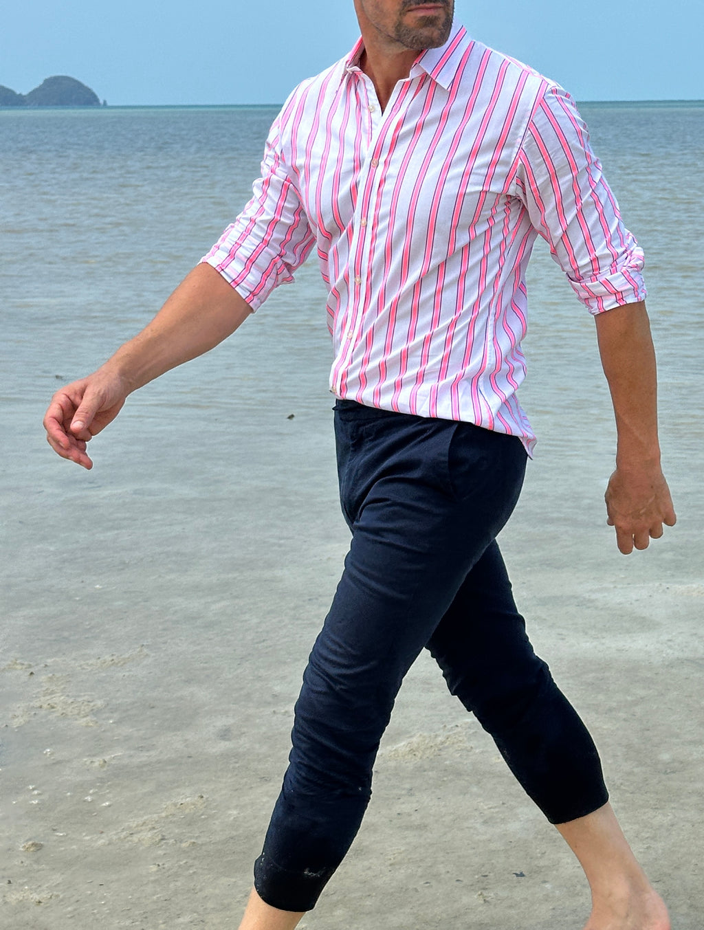 Neon Pink & Blue Stripe - Neon Pink & Blue Stripe