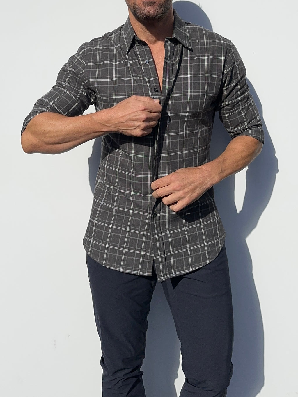 Charcoal & White Plaid Flannel - Charcoal White & Gray