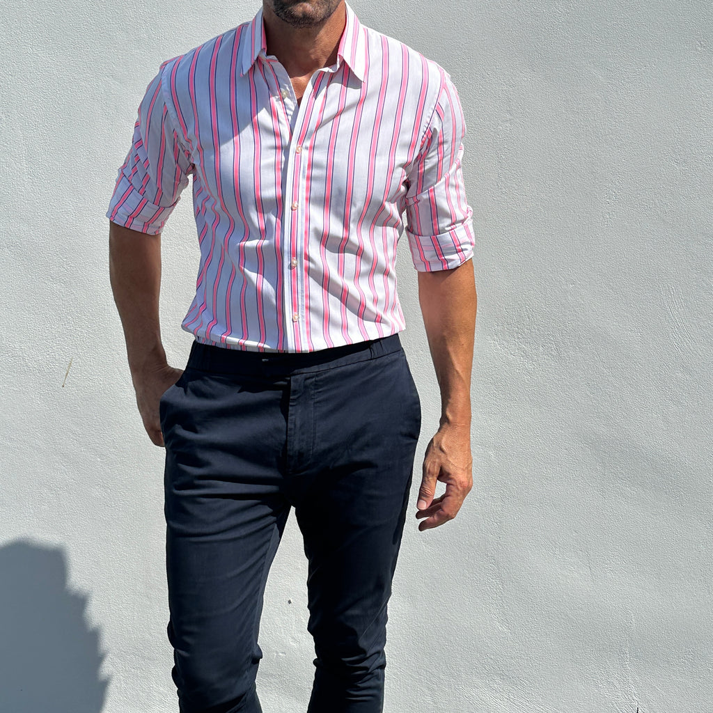 Neon Pink & Blue Stripe - Neon Pink & Blue Stripe