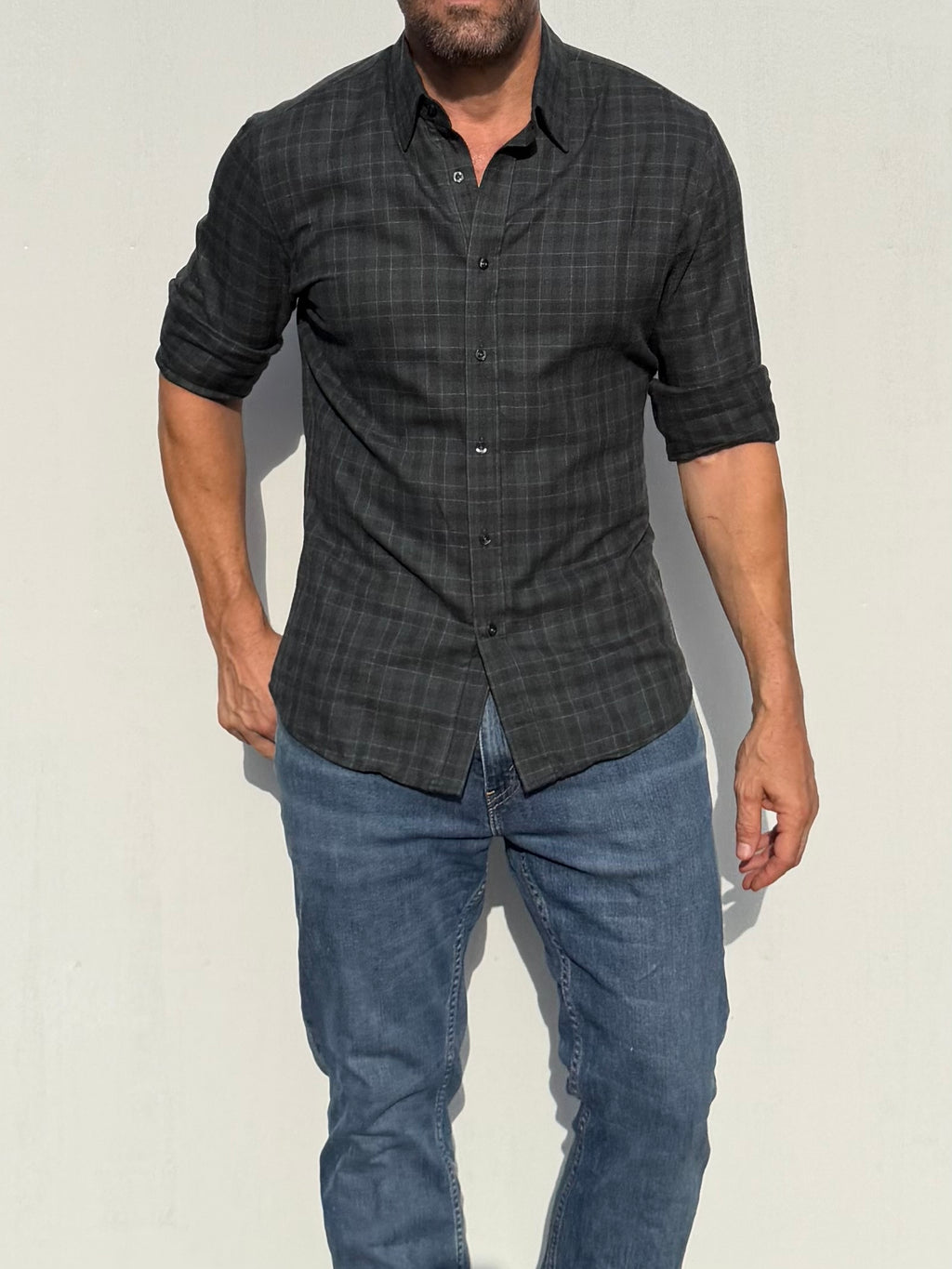 Dress Flannel - Green & Black Plaid