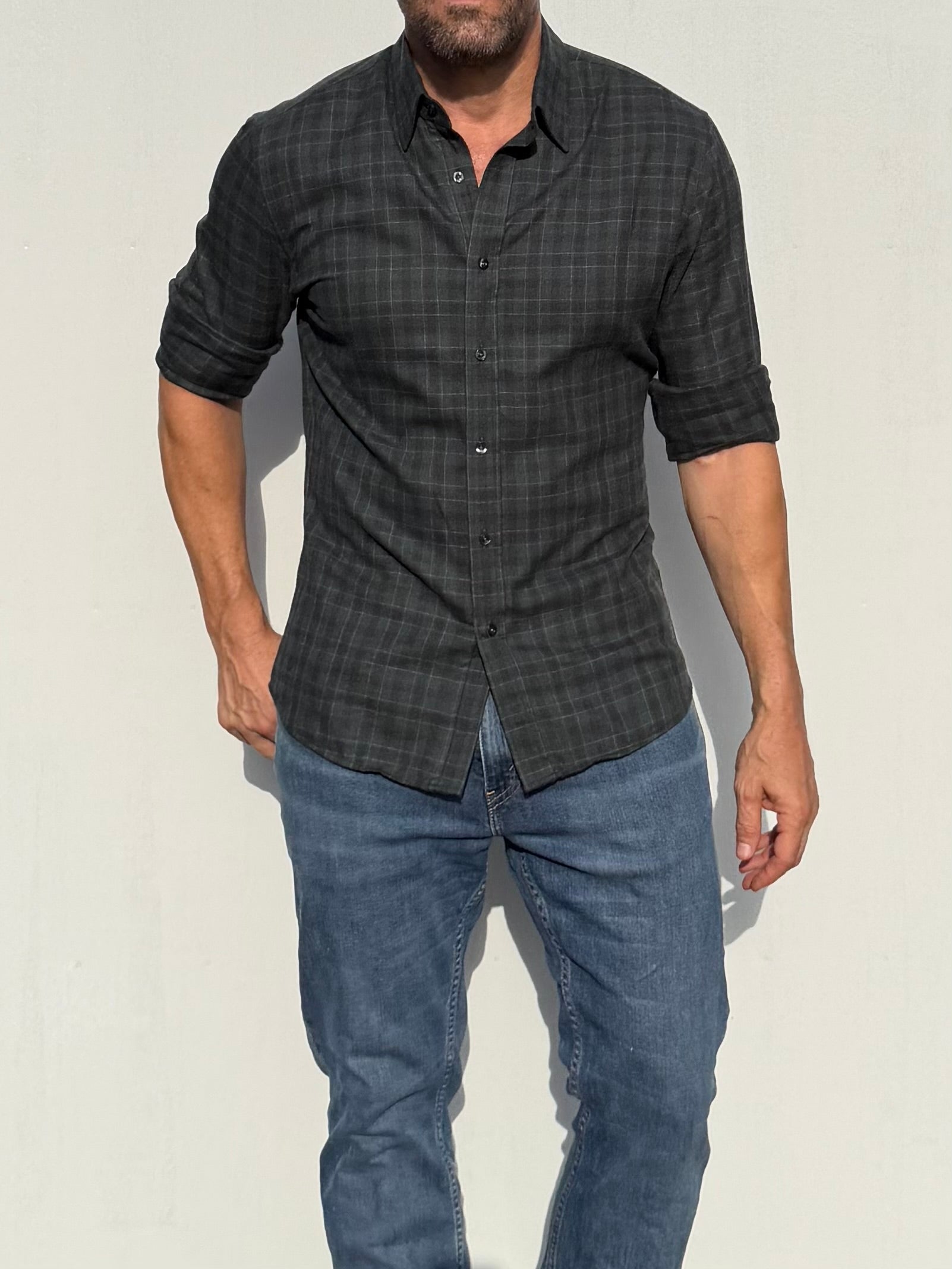 Dress Flannel - Green & Black Plaid