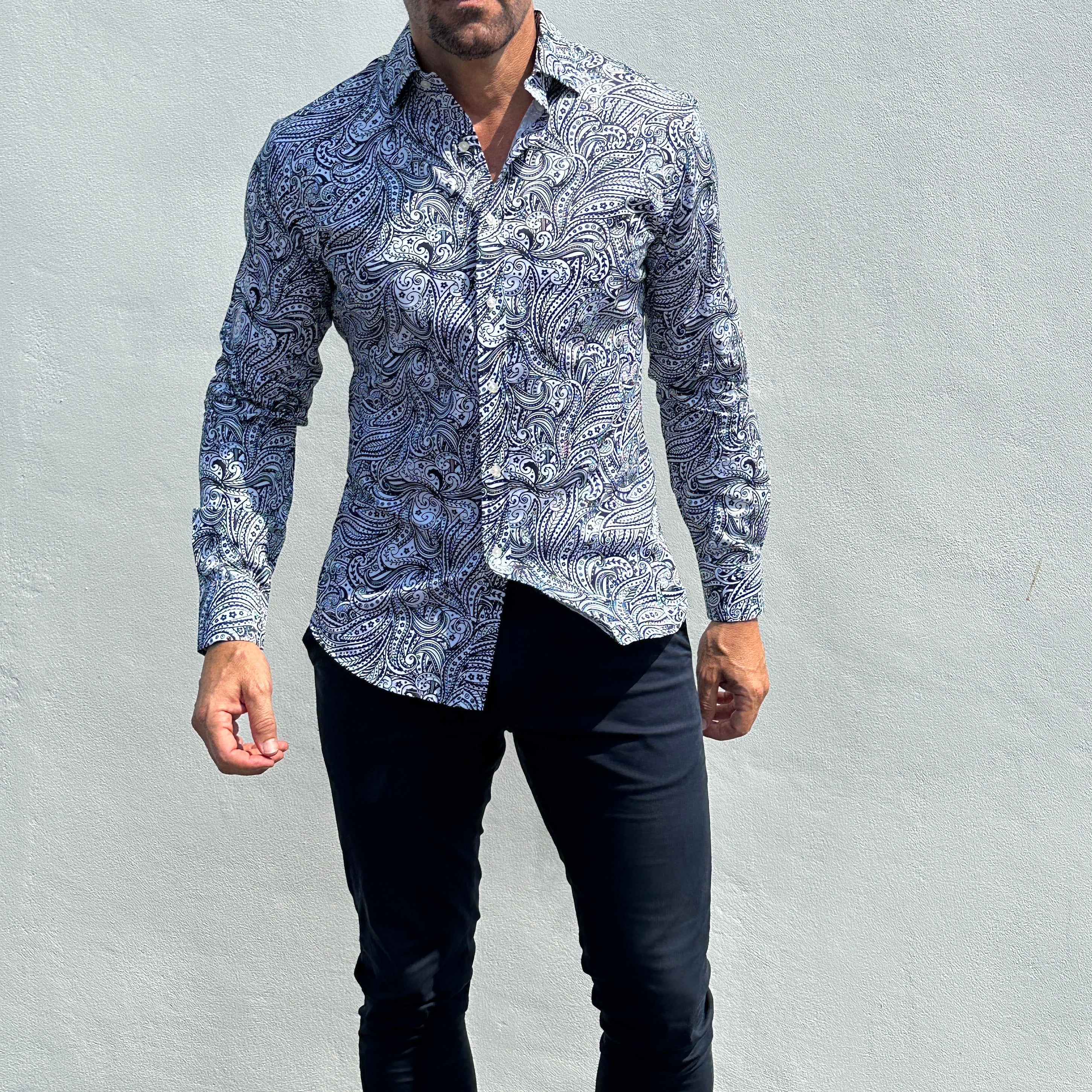 Paisley Print Party Shirt - Navy Paisley