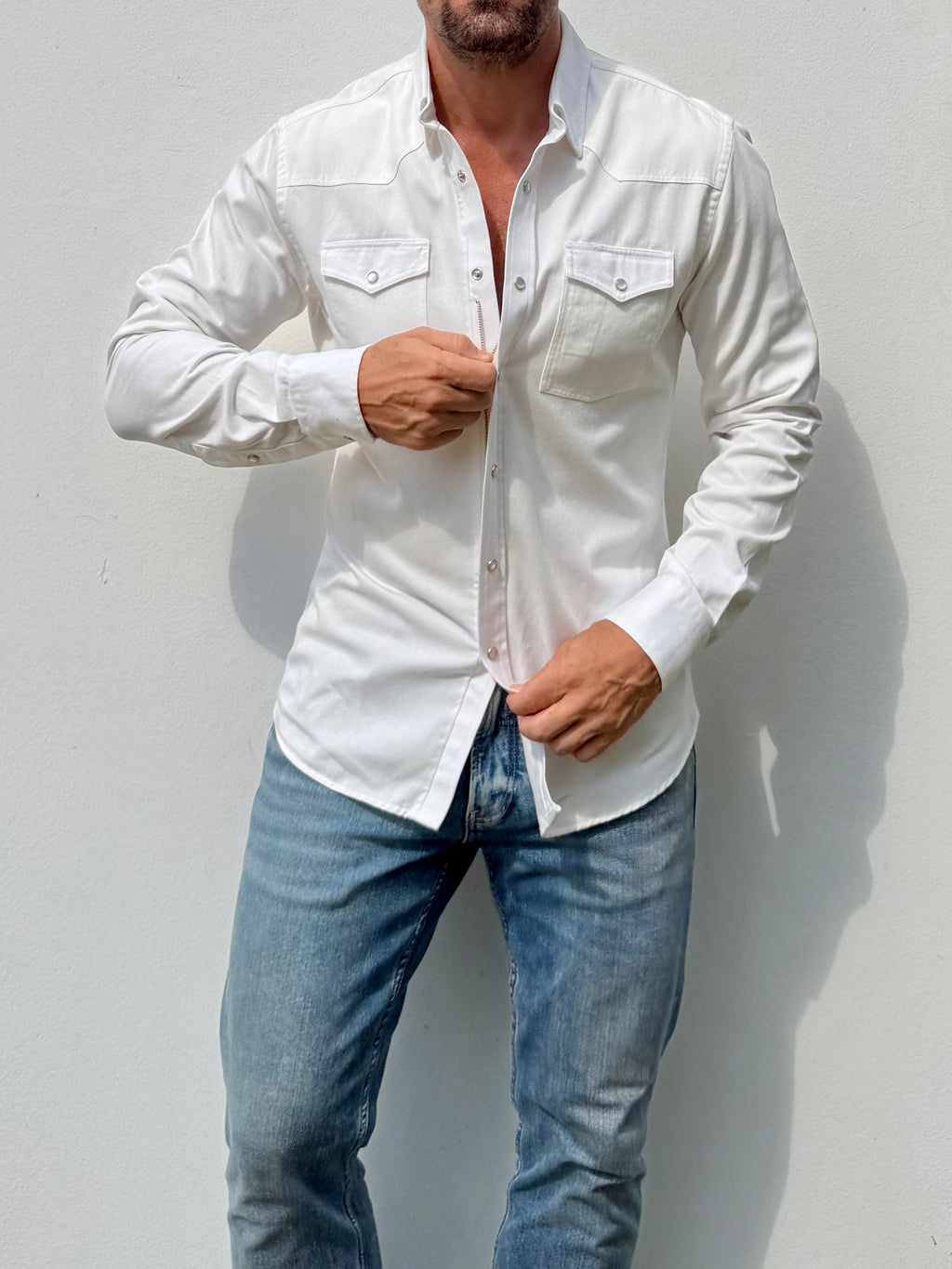 The Denim Western in Off-White - Off-White Denim