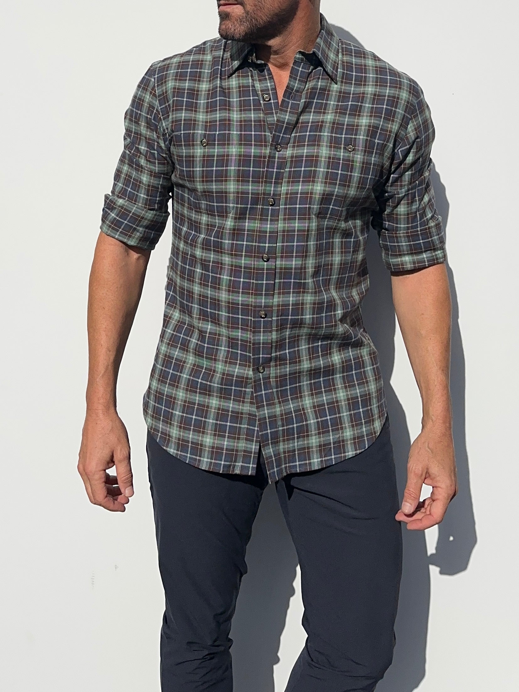 Sage, Blue & Brown Flannel - Sage Blue Brown