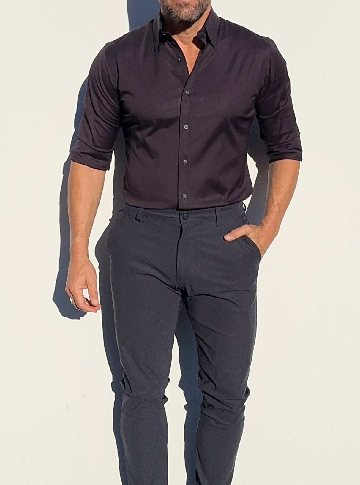 Incognito Stretch Poplin - Eggplant
