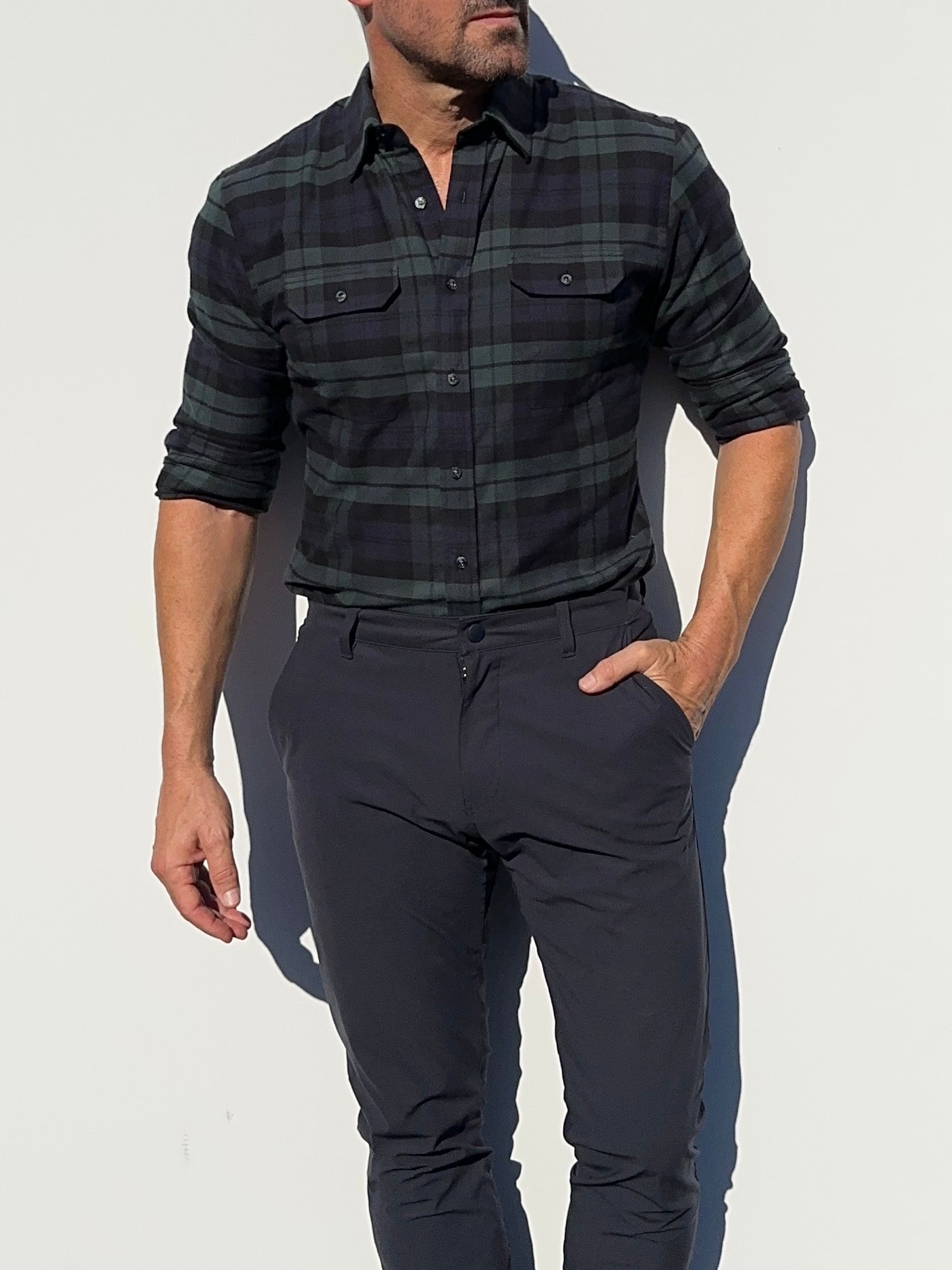 Forest, Navy & Black Utility Flannel - Sage Navy & Black Flannel