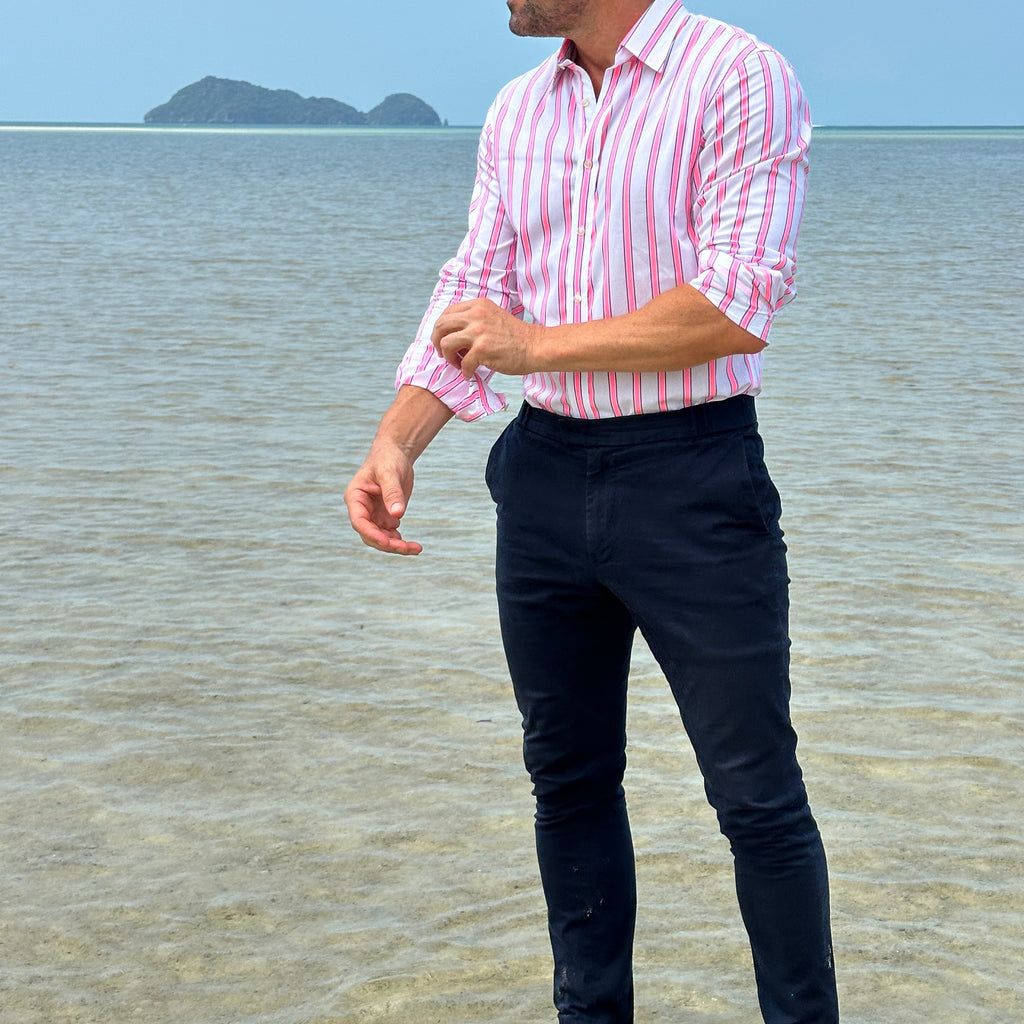 Neon Pink & Blue Stripe - Neon Pink & Blue Stripe