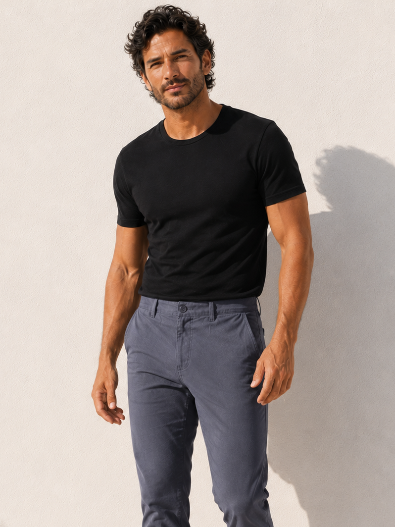 Crewneck T-shirt in Tedra™ Light - Black