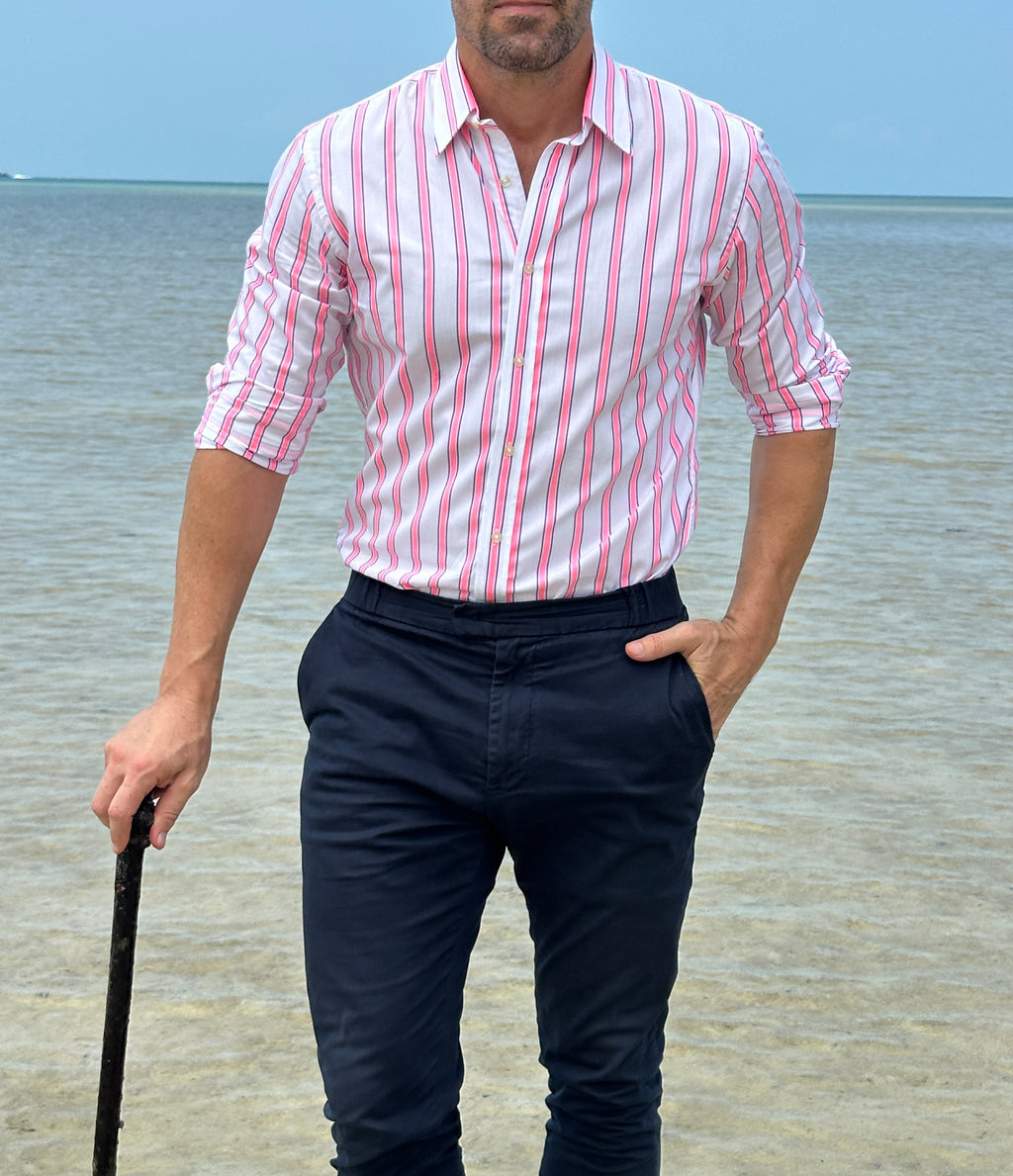 Neon Pink & Blue Stripe - Neon Pink & Blue Stripe
