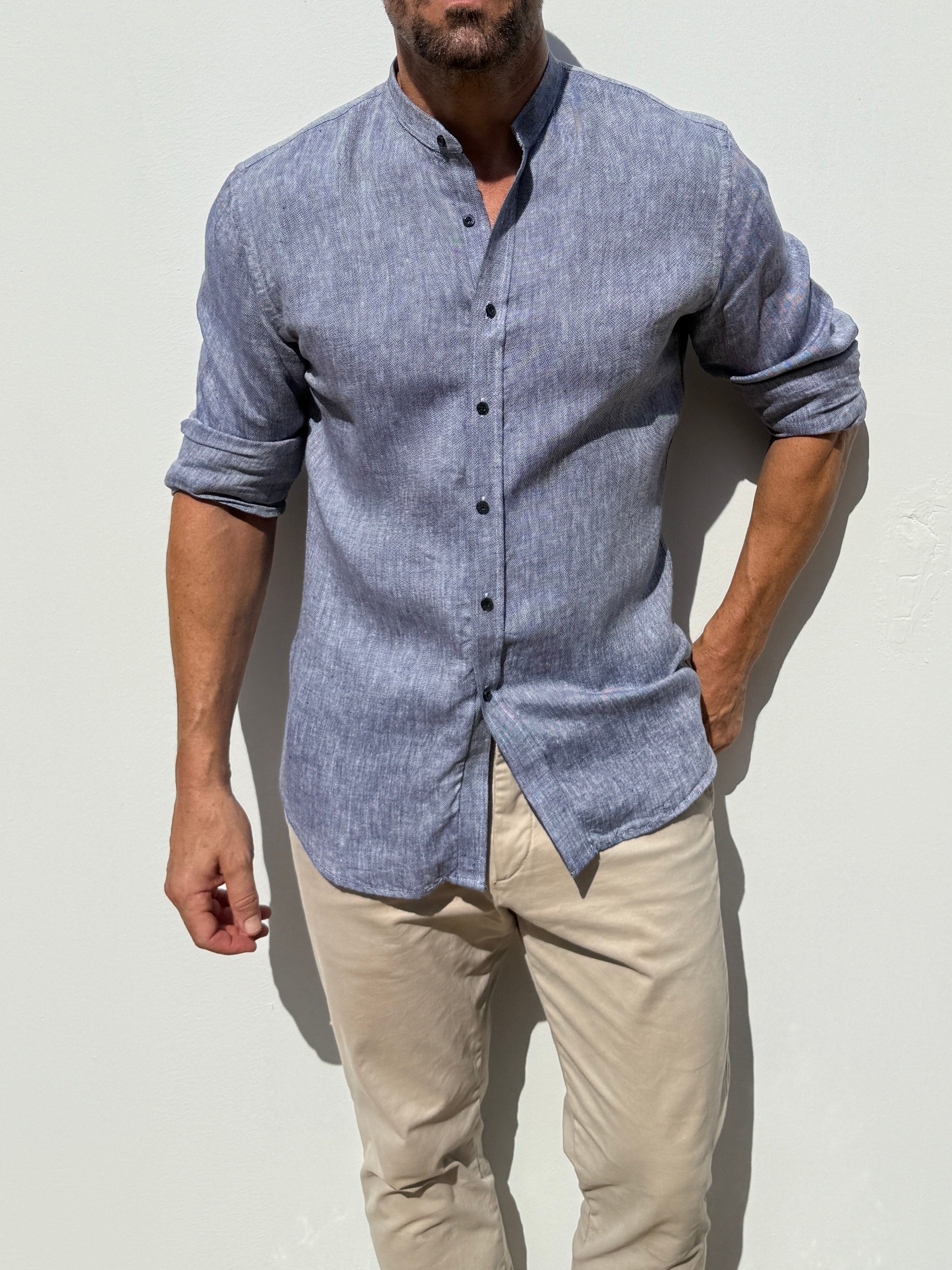 Band Collar Robust Linen - Indigo
