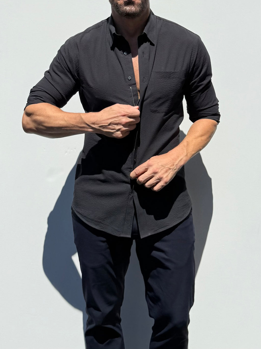 1-Pocket Seersucker - Black- Small Batch #691