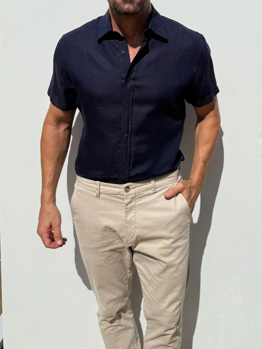 Short Sleeve Robust Linen - Midnight