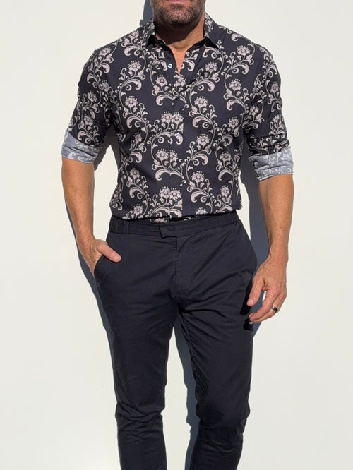 Ornamental Flowers on Navy - Ornamental Flowers
