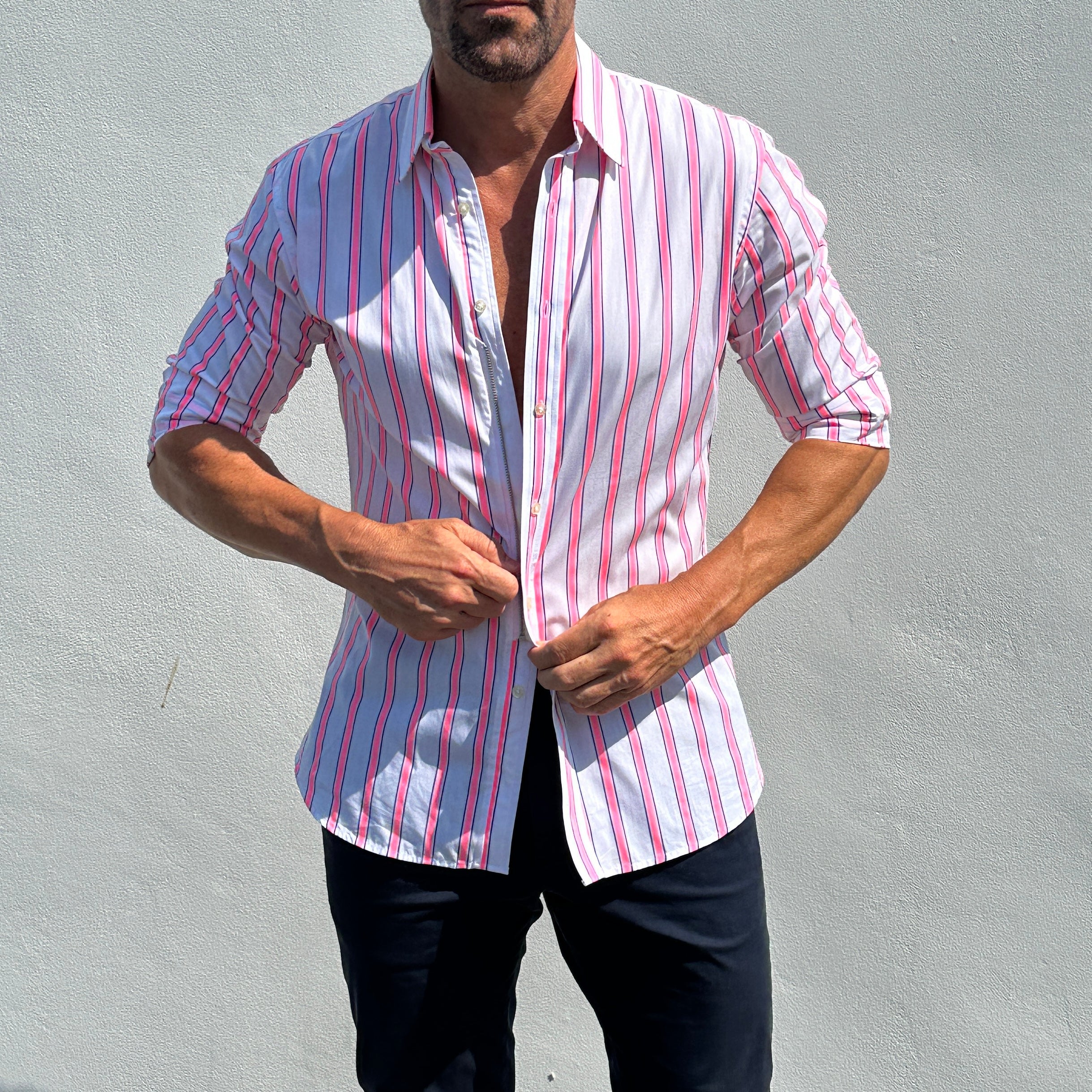 Neon Pink & Blue Stripe - Neon Pink & Blue Stripe