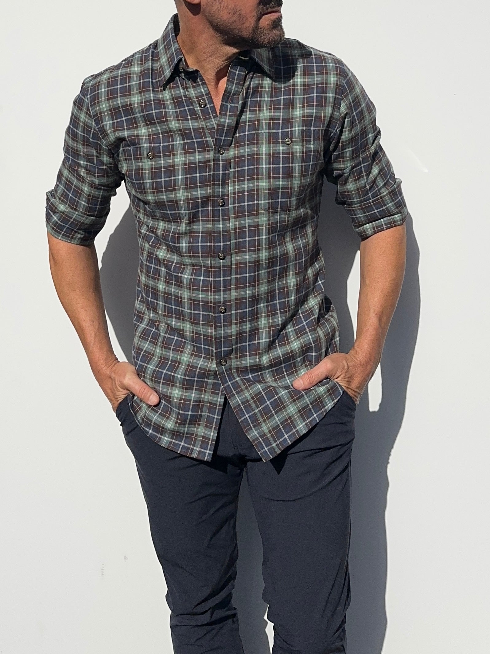 Sage, Blue & Brown Flannel - Sage Blue Brown