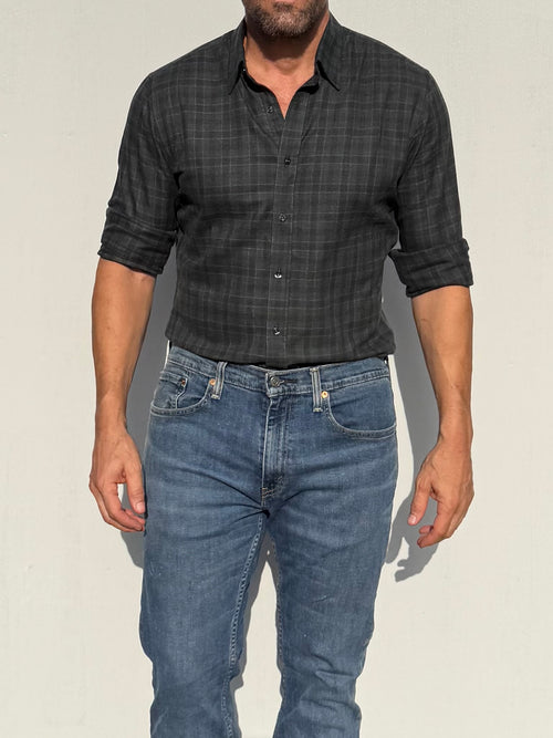 No-Pocket Robust Flannel - Green & Black Plaid