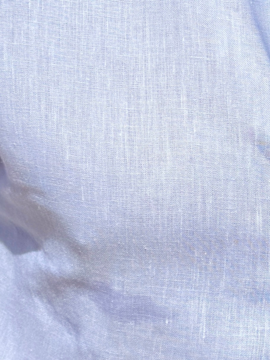 Short Sleeve 1-Pocket Linen Shirt - Pale Blue