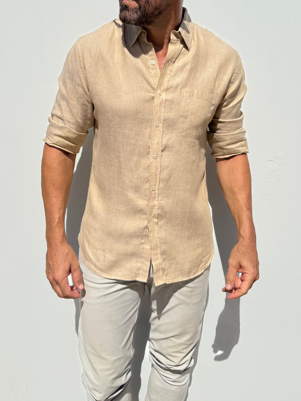 Long Sleeve 1-Pocket Linen - Desert Tan- Small Batch # 616