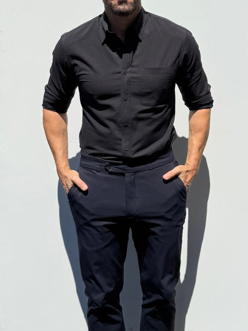 1-Pocket Seersucker - Black- Small Batch #691