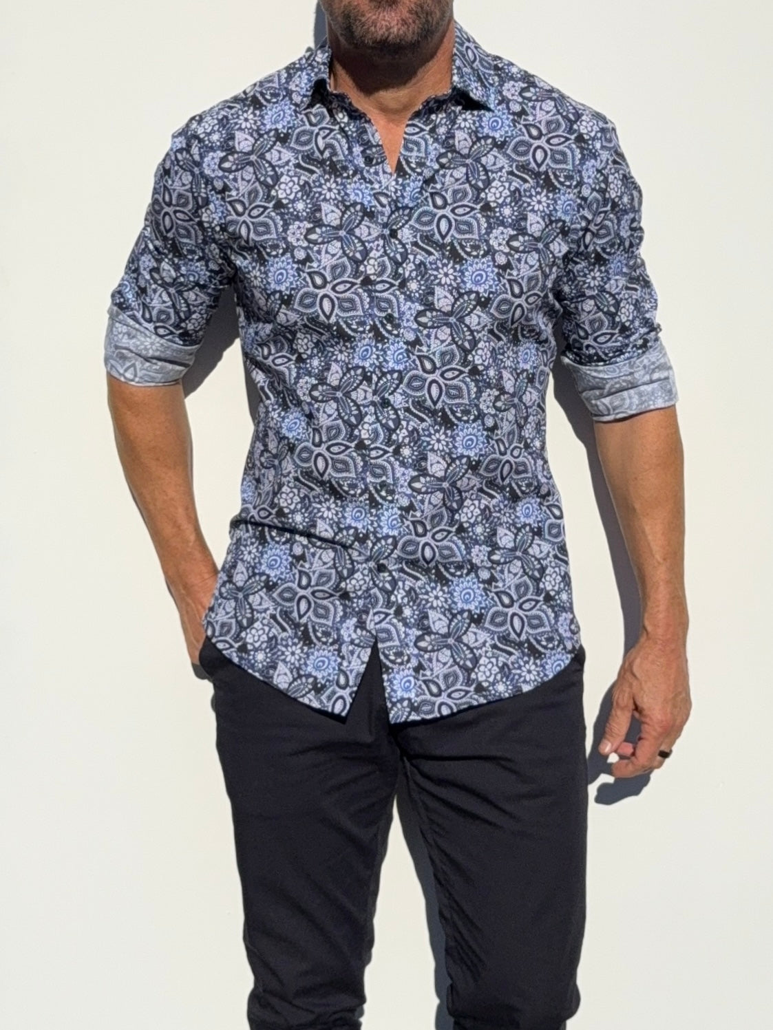 Blue Paisley Party Shirt - Blue Paisley