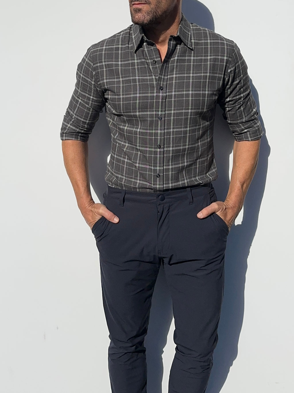 Charcoal & White Plaid Flannel - Charcoal White & Gray