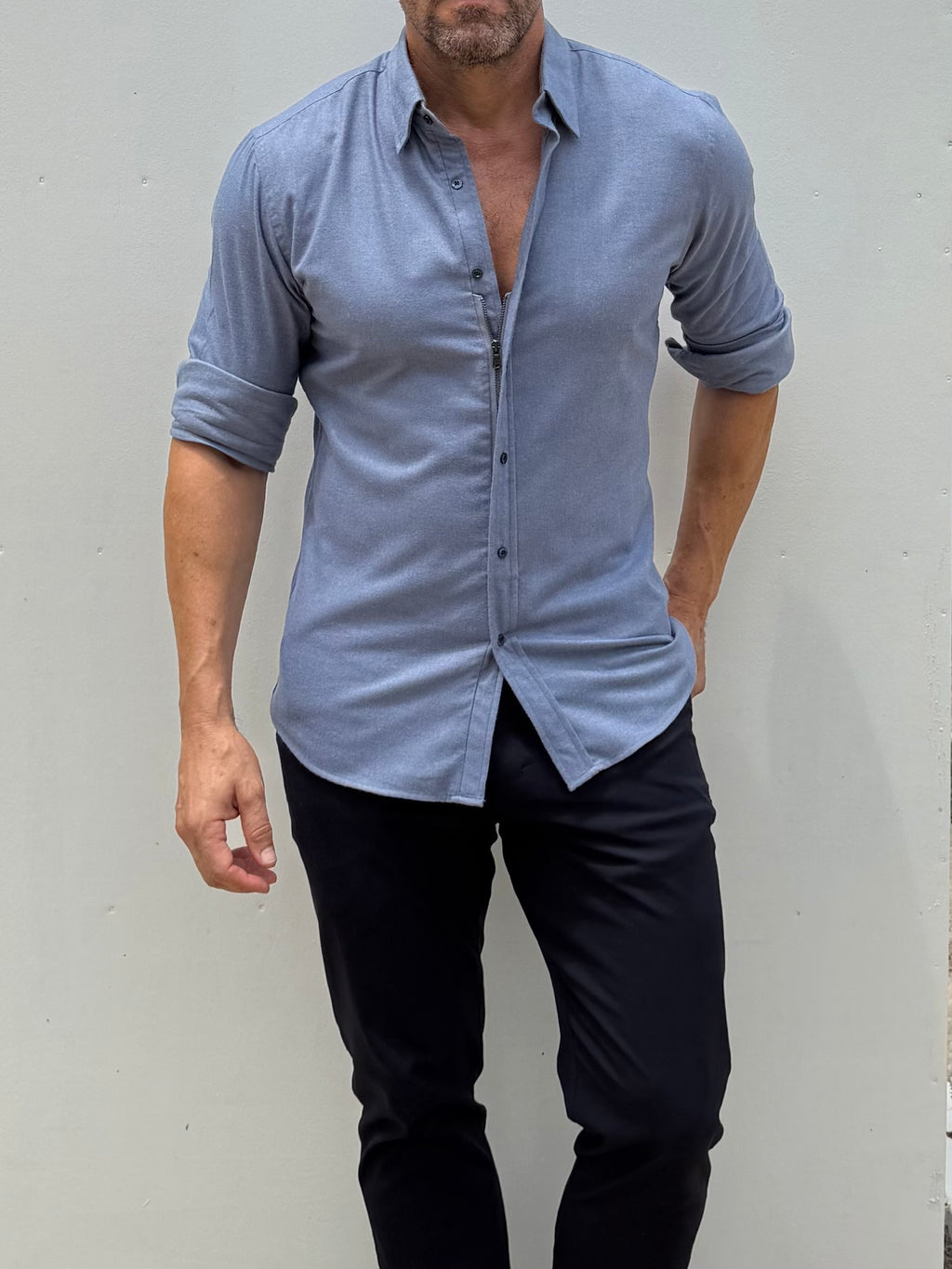 Dress Flannel - Slate Blue