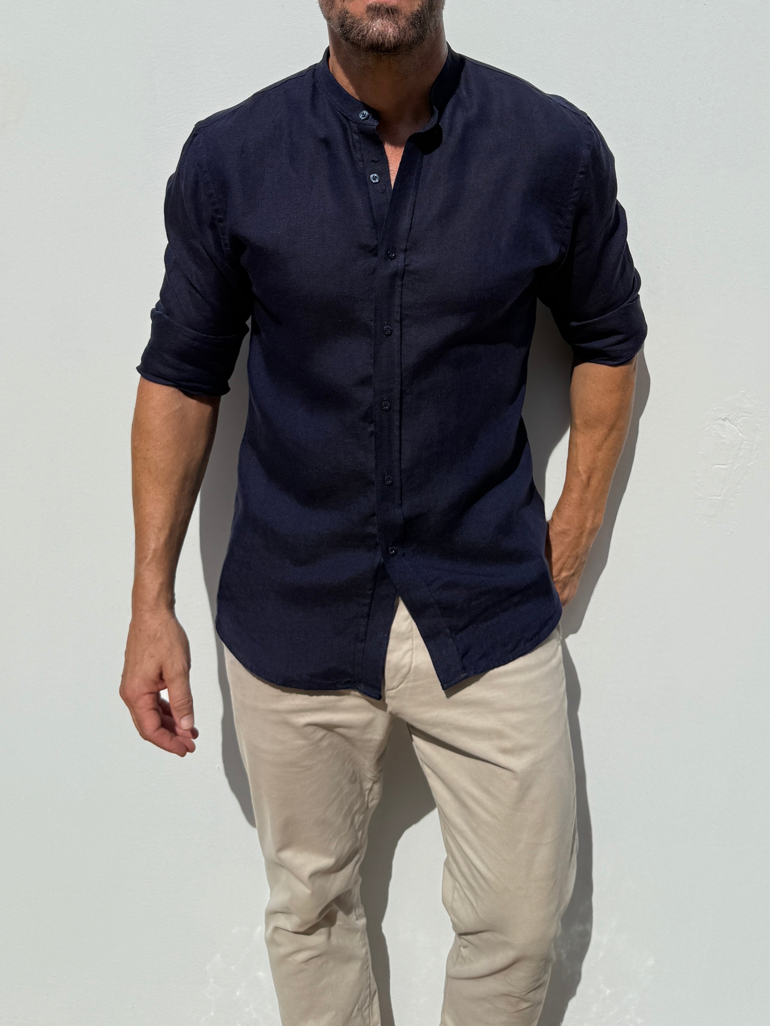 Band Collar Robust Linen - Midnight