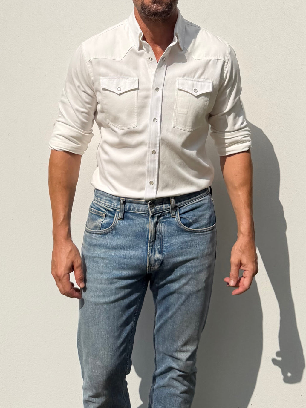 The Denim Western in Off-White - Off-White Denim