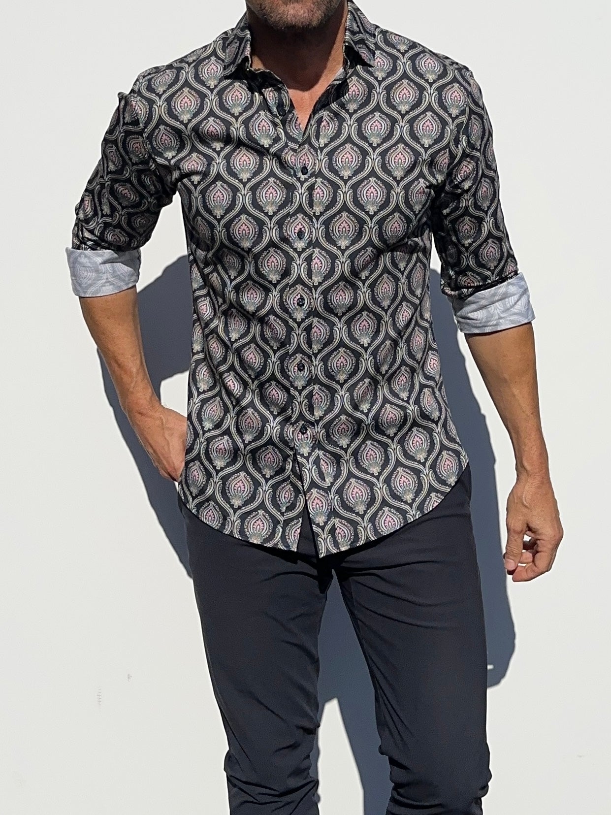 Ornate Party Shirt - Dark Blue